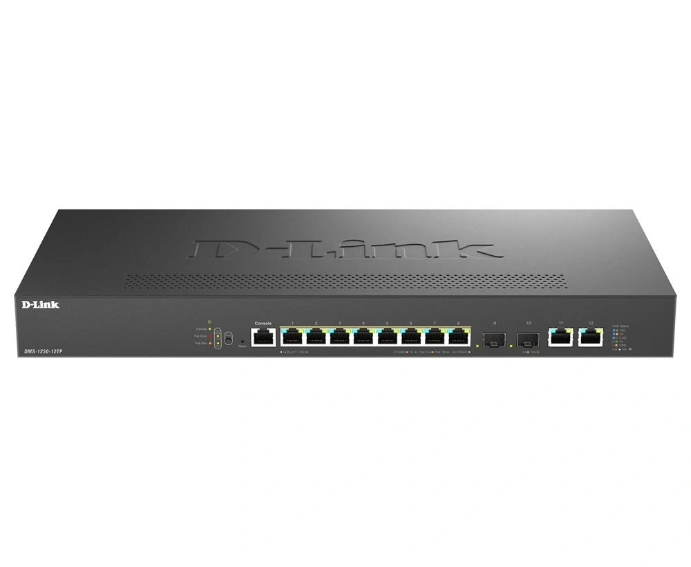 D-Link DMS-1250-12TP/E switch Gestionado 2.5G Ethernet (100/1000/2500) Energía sobre Ethernet (PoE) Negro