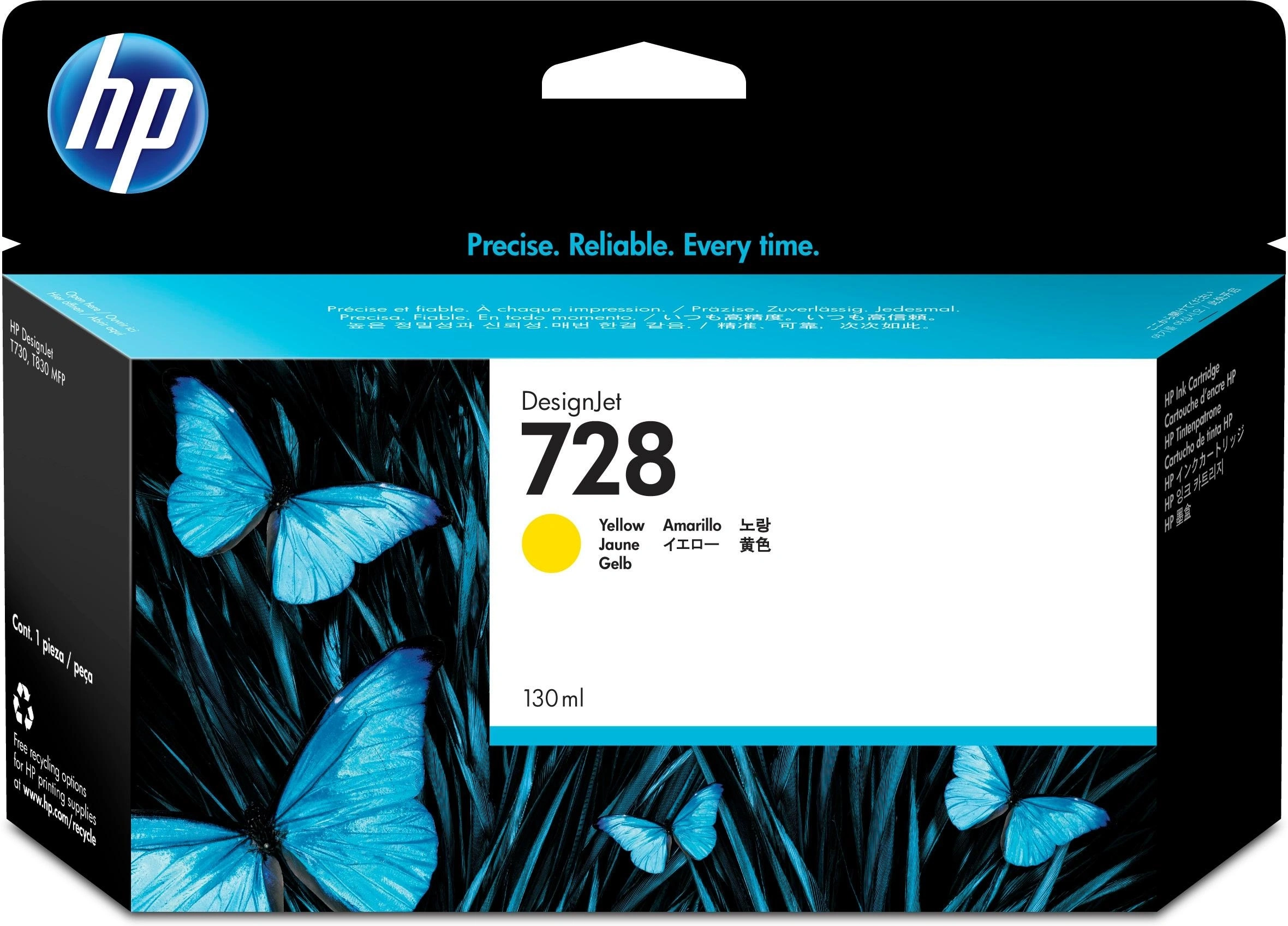 HP Cartucho de tinta DesignJet 728 amarillo de 130 ml