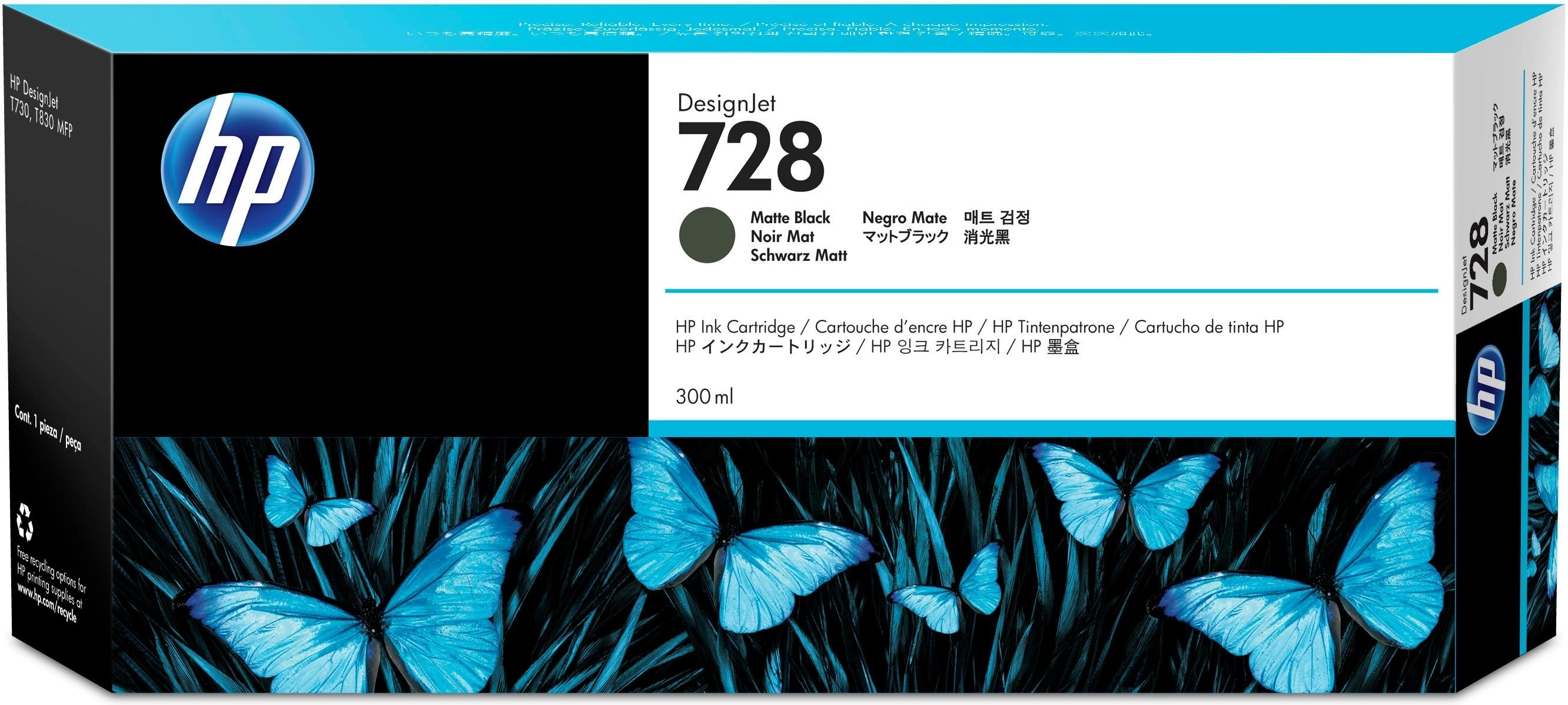 HP Cartucho de tinta DesignJet 728 negro mate de 300 ml