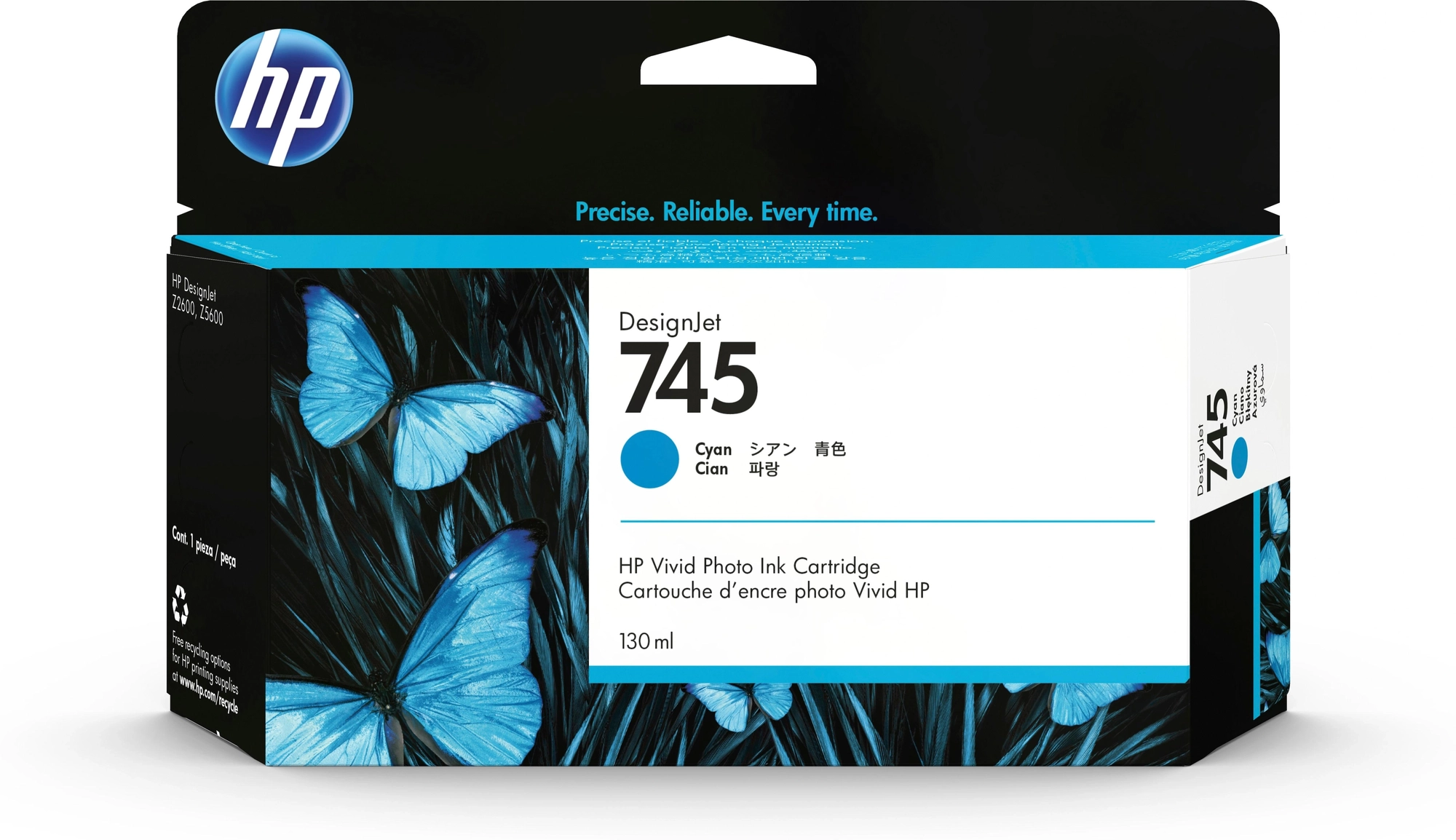 HP Cartucho de tinta DesignJet 745 cian de 130 ml