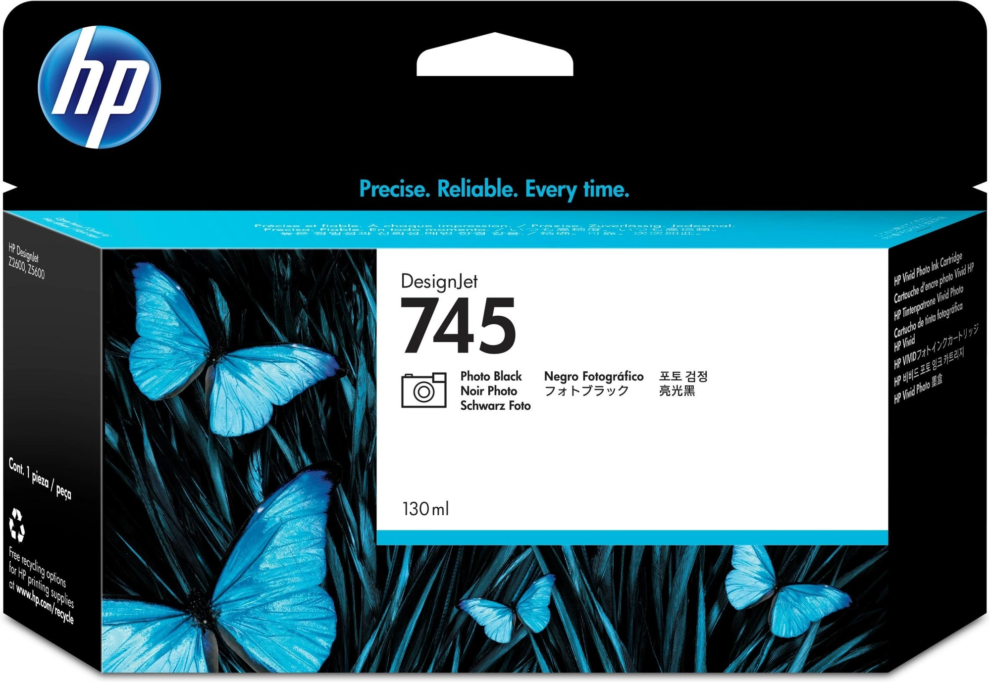 HP Cartucho de tinta DesignJet 745 negro fotográfico de 130 ml