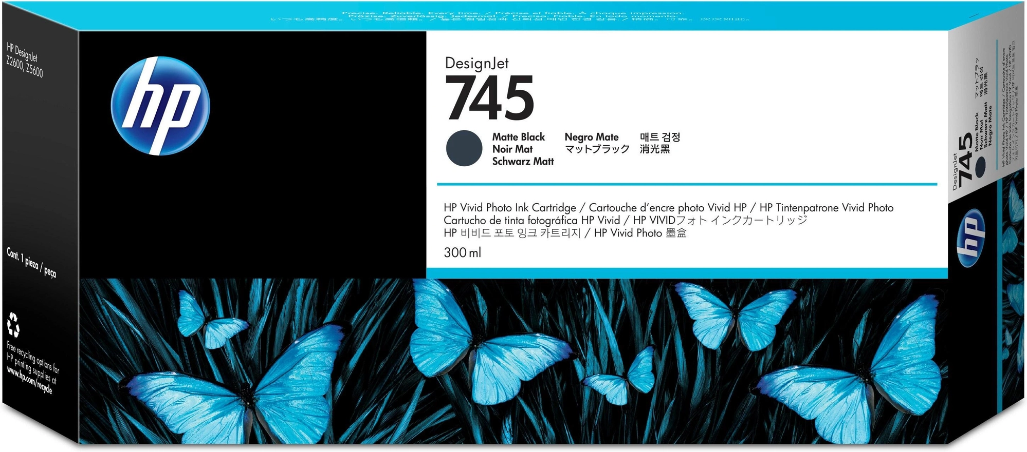 HP Cartucho de tinta DesignJet 745 negro mate de 300 ml