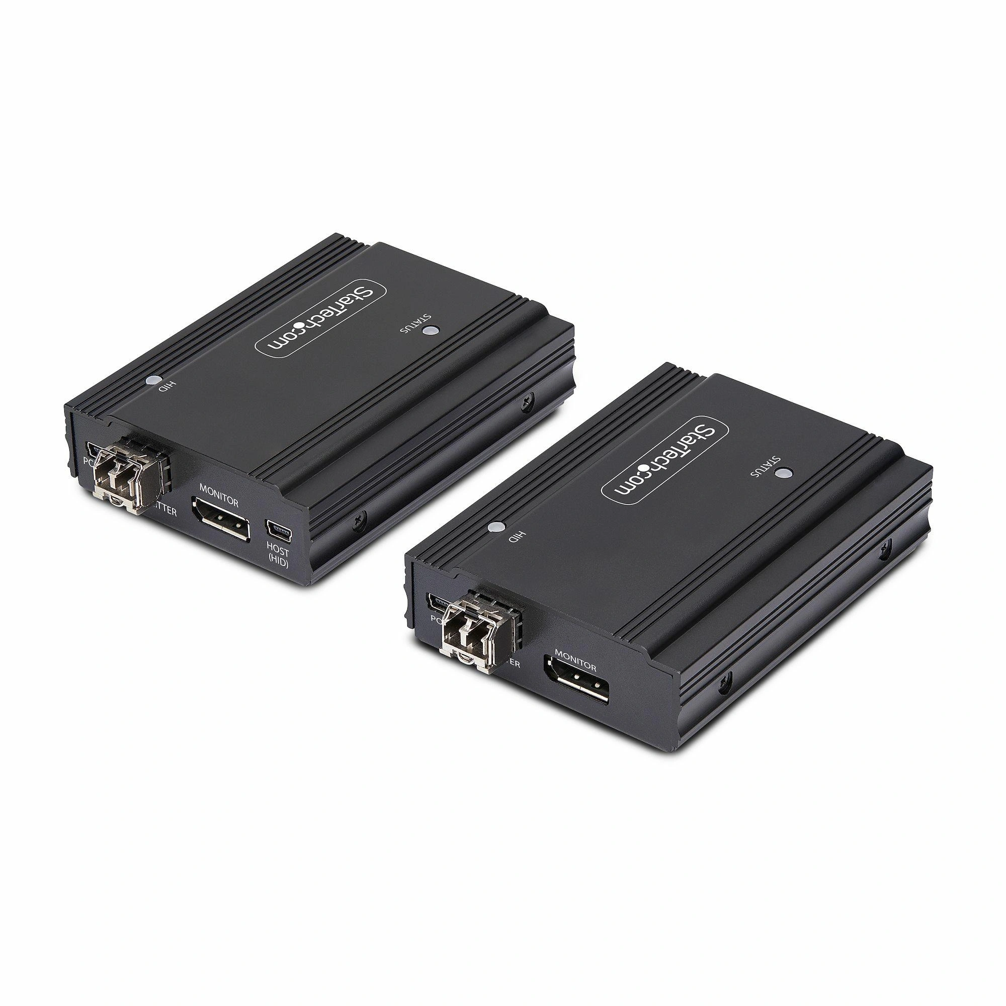 StarTech.com Kit Extensor de Consola por Fibra Óptica KVM DisplayPort - 4K 60Hz - Hasta 300m (Multimodo) - con 2 Módulos SFP+ de 10G Pre-Instalad