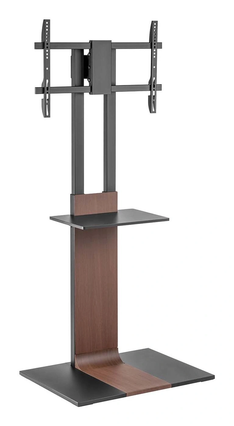 AISENS Soporte de Suelo con Bandeja DVD para Monitor/TV 50kg de 37-86, Negro-Marrón