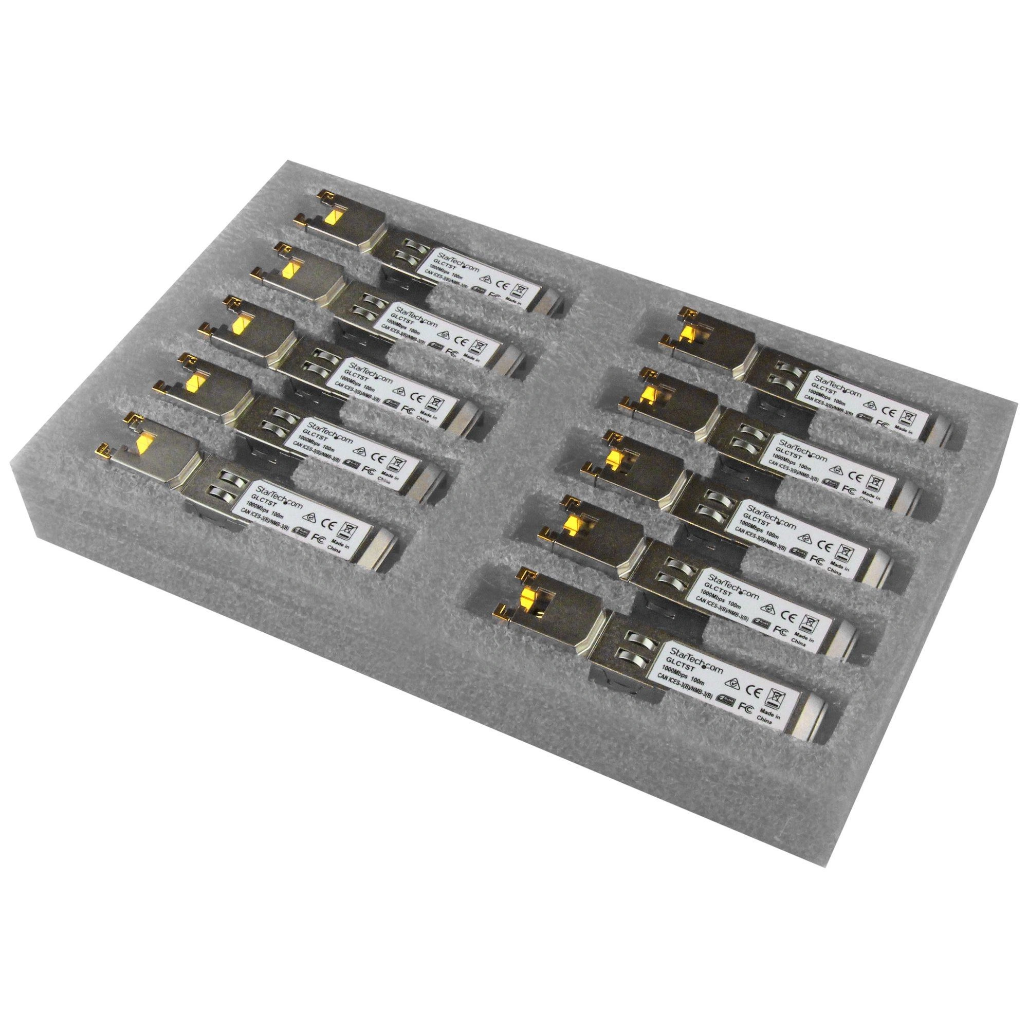 StarTech.com Paquete de 10 Módulos SFP Compatibles con Cisco GLC-T - 1000BASE-T - SFP a RJ45 Cat6 / Cat5e - SFP Ethernet Gigabit de 1Gb - RJ45 -