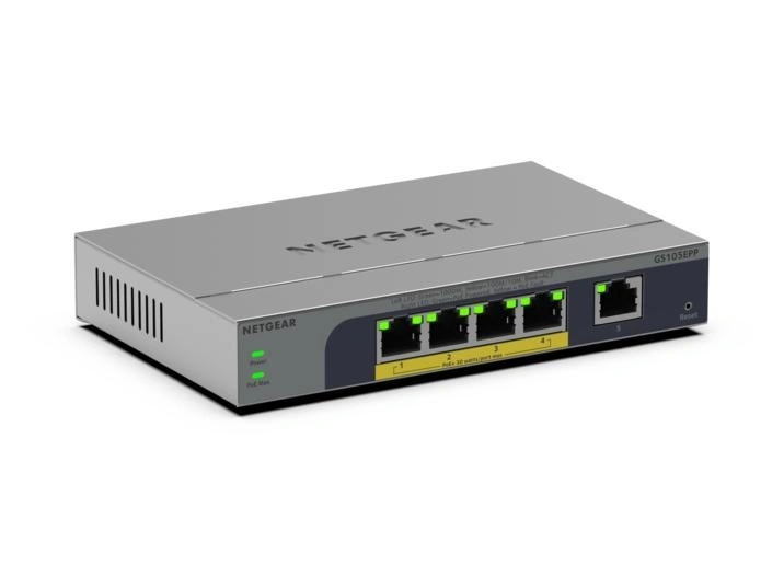 NETGEAR GS105EPP No administrado Gigabit Ethernet (10/100/1000) Energía sobre Ethernet (PoE) Montaje en pared/escritorio Gris