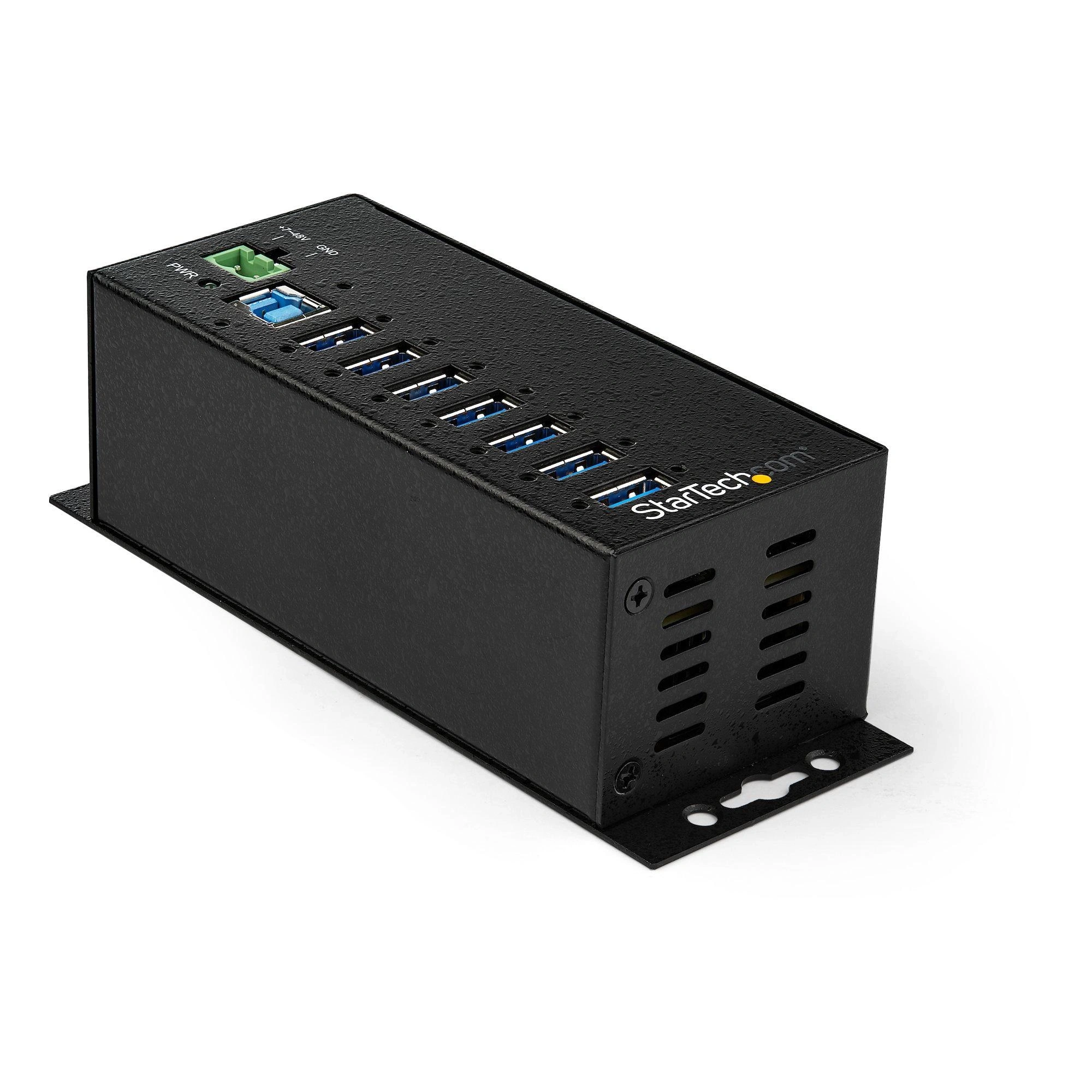 StarTech.com Hub Concentrador Ladrón USB de 7 Puertos con Adaptador de Corriente - con Protección ESD 350W - Hub Industrial USB 3.0 - de Pared Ca