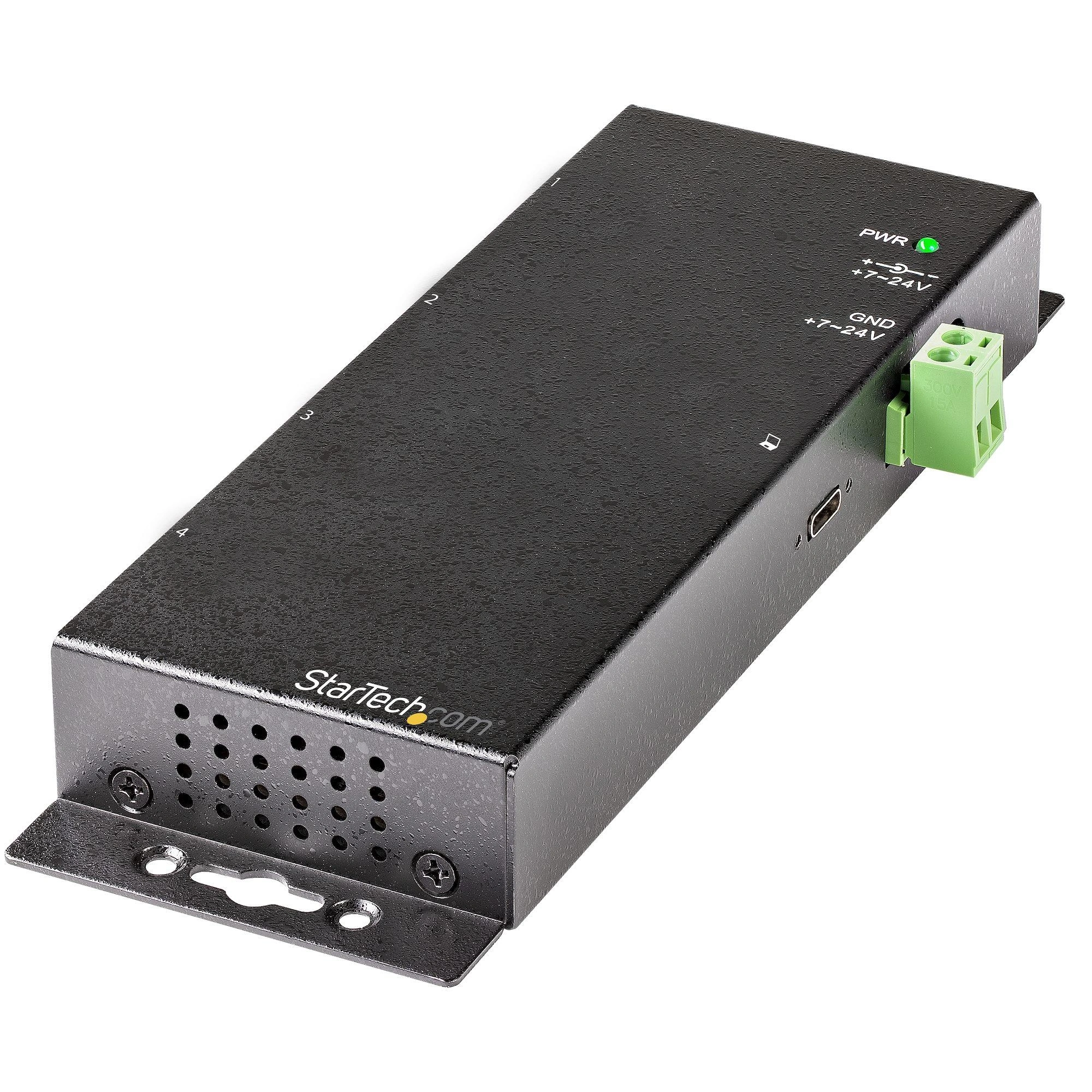 StarTech.com Hub USB C de 4 Puertos - 10Gbps - Ladrón Concentrador Industrial 2x USB Tipo C - 2x USB-A - con Protección ESD - Host USB-C o USB-A