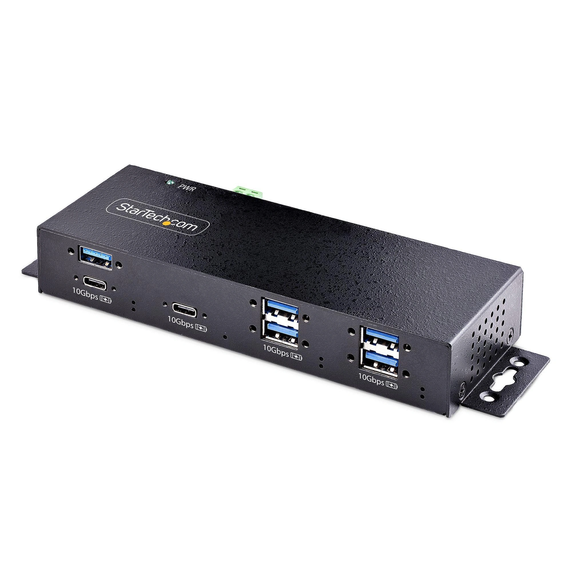 StarTech.com Hub Industrial de 7 Puertos USB de 10Gbps USB-A y USB-C - con Adaptador de Alimentación - Montable - Ladrón USB de 5 Puertos USB-A y