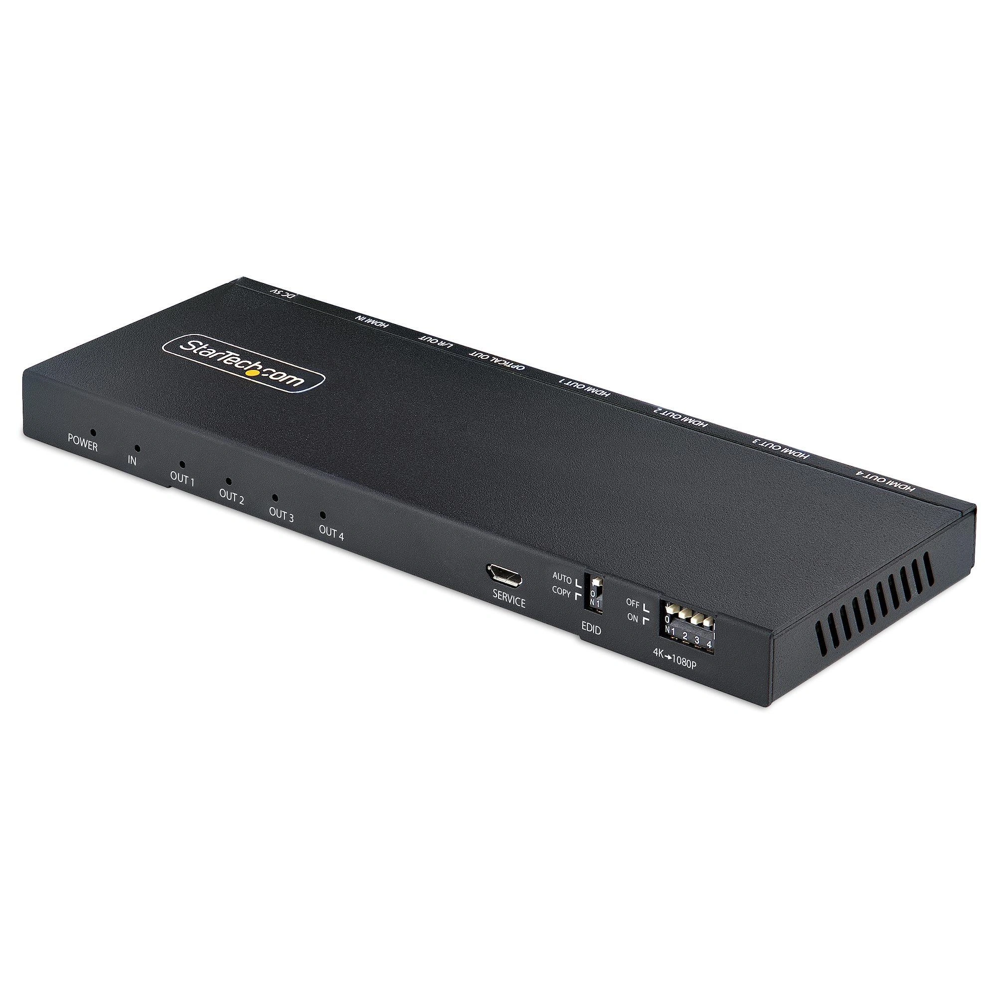StarTech.com Splitter Divisor HDMI de 4 Puertos, Vídeo HDMI 2.0 de 4K a 60Hz, Multiplicador HDMI 4K con Escalador incorporado, HDMI de 1 Entrada