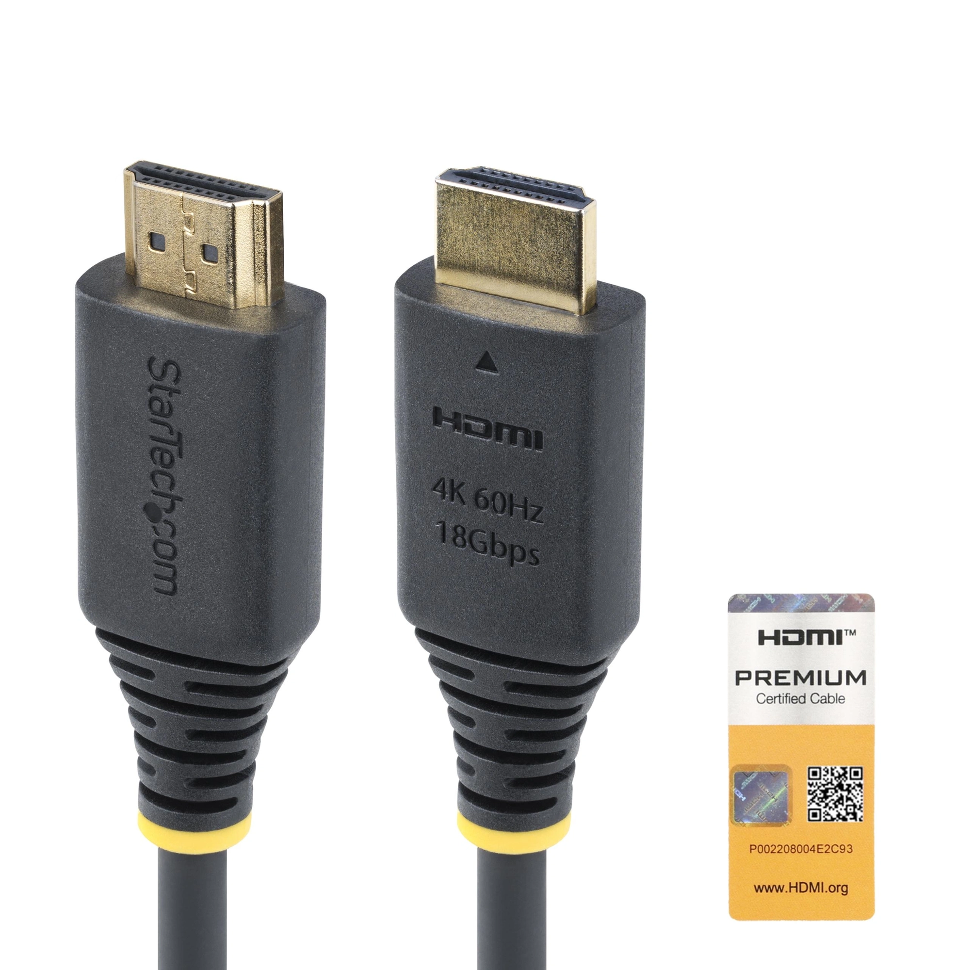 StarTech.com Cable HDMI Premium Certificado de Alta Velocidad de 2m - 4K 60Hz - 144Hz - UHD - HDR10/HDCP 2.2/ARC - 18Gbps - Cable HDMI 2.0 para M