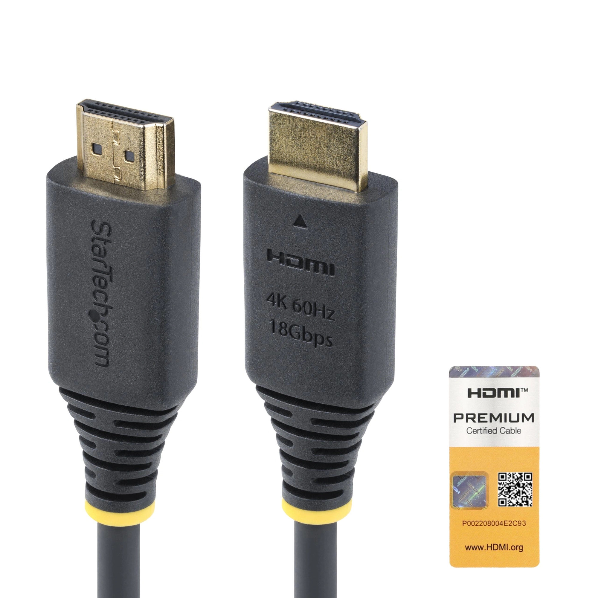 StarTech.com Cable HDMI Premium Certificado de Alta Velocidad de 50cm - 4K 60Hz - 144Hz - UHD - HDR10/HDCP 2.2/ARC - 18Gbps - Cable HDMI 2.0 para