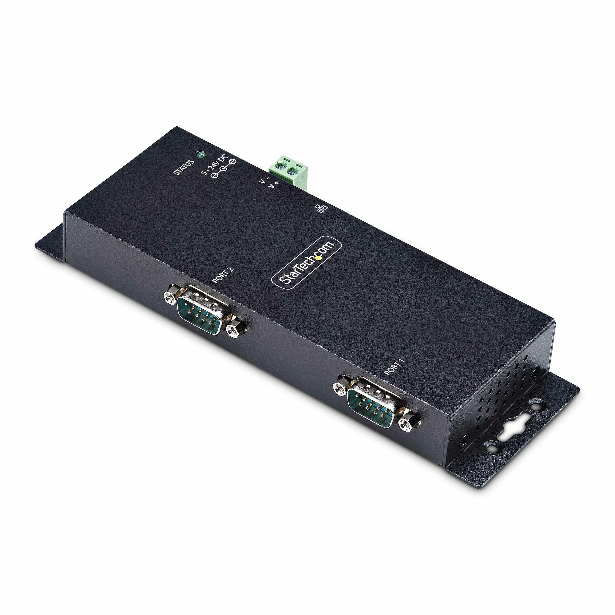 StarTech.com Adaptador Serie a Ethernet - Conversor RJ45 LAN IP a DB9 RS232 - Servidor de Dispositivos Serie de 2 Puertos - Carcasa de Metal - Di