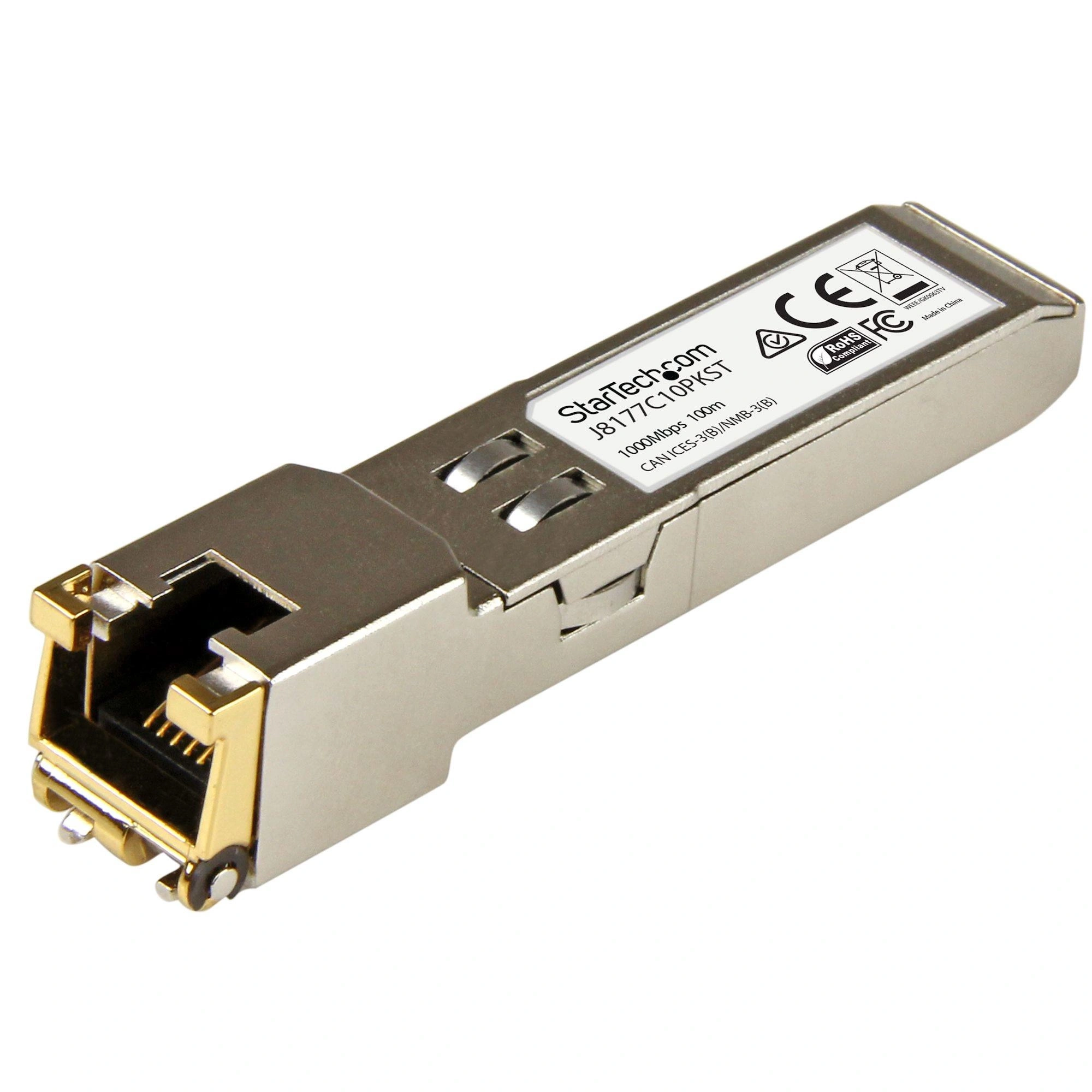 StarTech.com Paquete de 10 Módulos Transceptores SFP Compatibles con HPE J8177C - 1000BASE-T - SFP a RJ45 Cat6 / Cat5e - SFP Ethernet Gigabit de