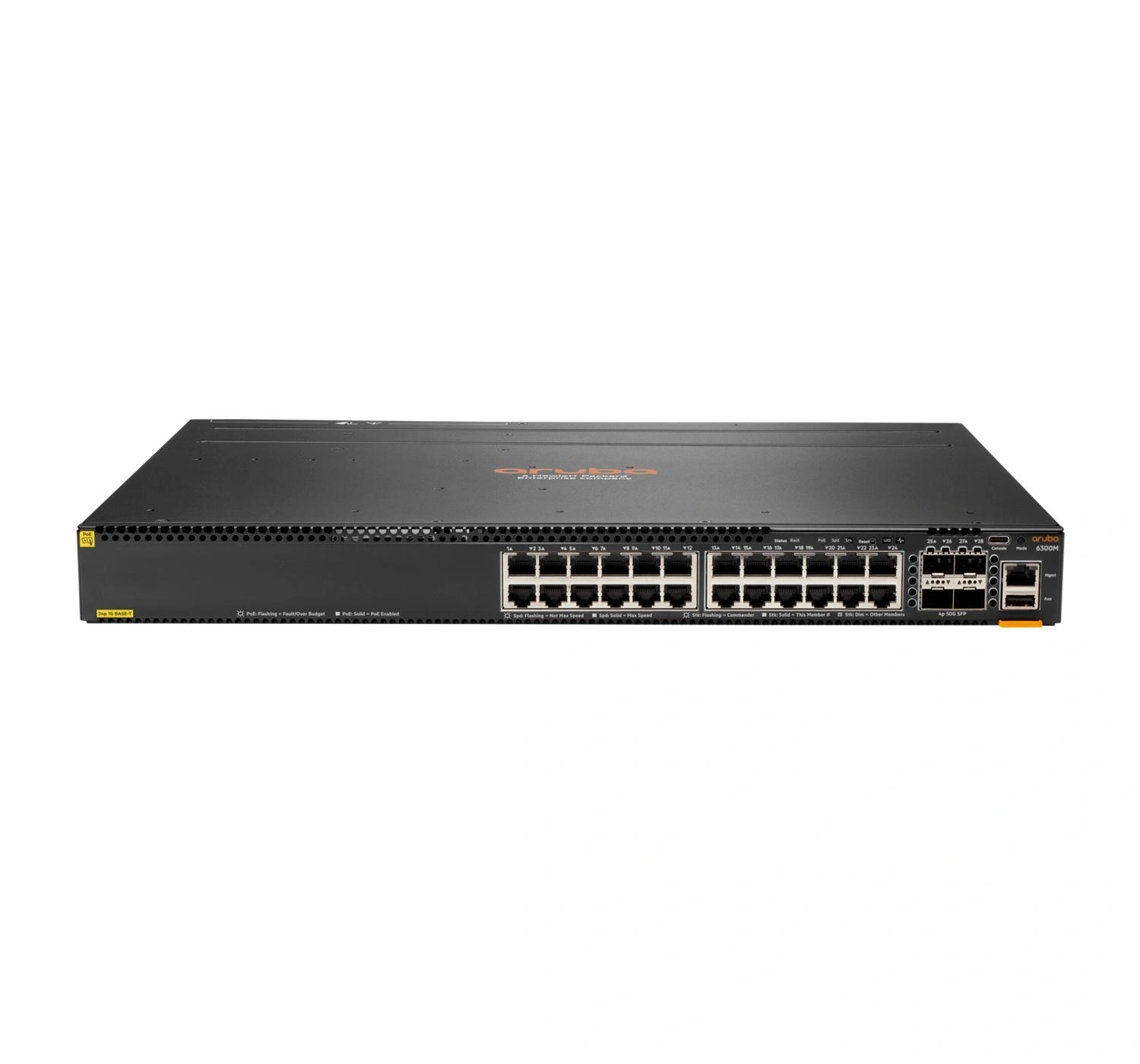 HPE Aruba Networking Aruba 6300M 24-port 1GbE Class 4 PoE & 4-port SFP56 Gestionado L3 Gigabit Ethernet (10/100/1000) Energía sobre Ethernet (PoE