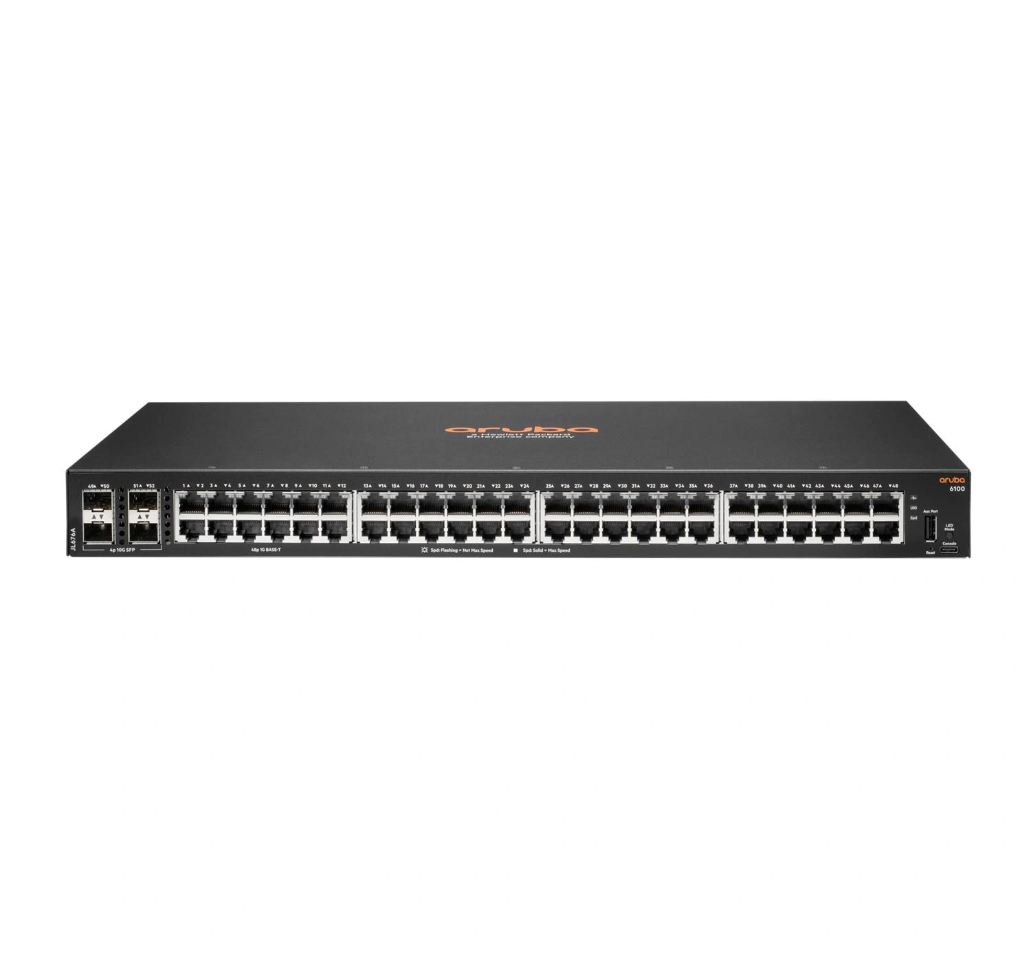 HPE Aruba Networking Aruba 6100 48G 4SFP+ Gestionado L3 Gigabit Ethernet (10/100/1000) 1U Negro