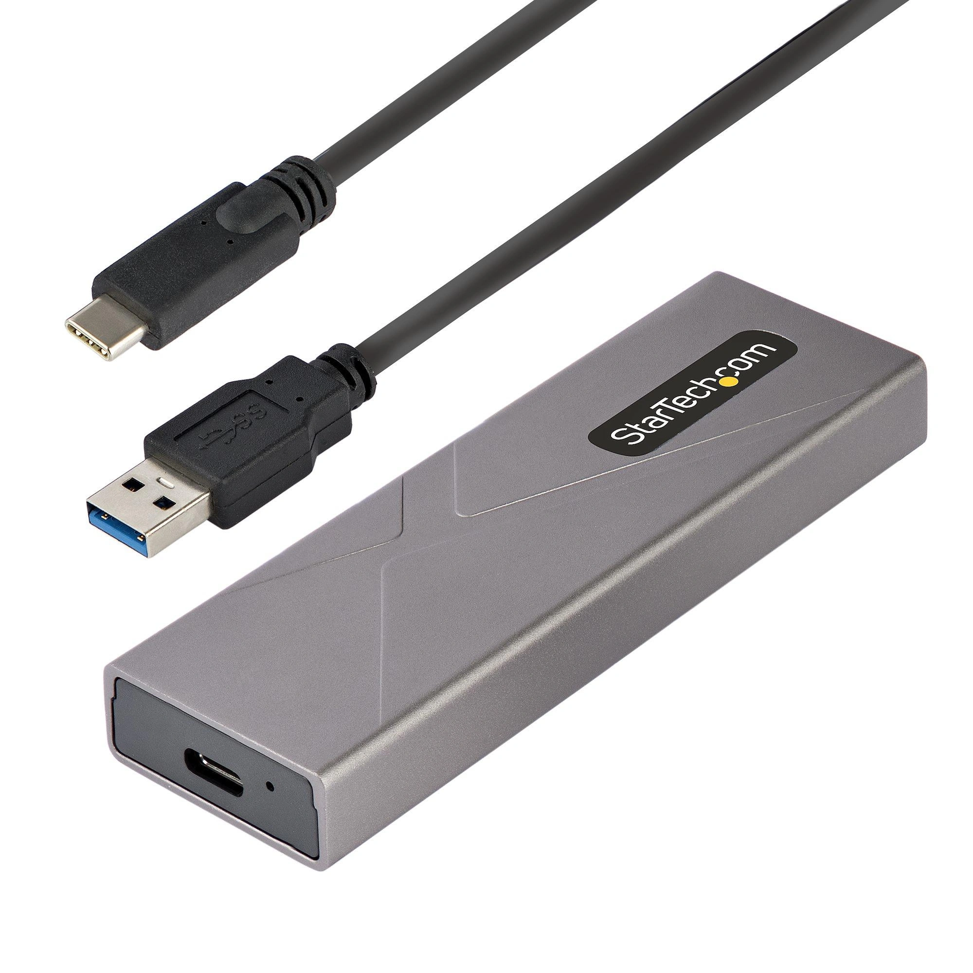 StarTech.com Caja Externa de Aluninio USB-C 10Gbps a NVMe M.2 o SSD M.2 SATA - Sin Herramientas para SSD M.2 NGFF PCIe/SATA - con Cables USB Tipo