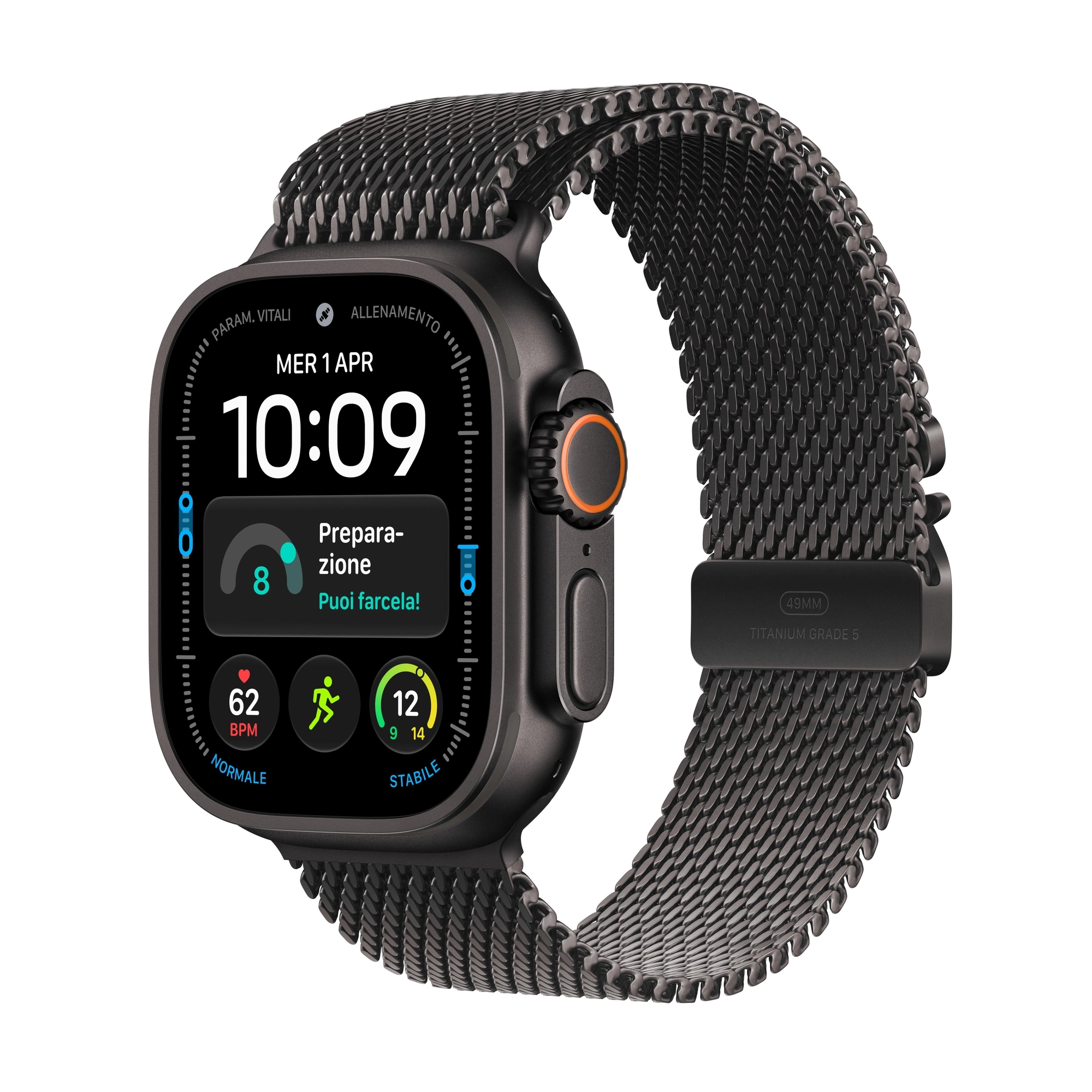 Apple Watch Ultra 4 (GPS + Cellular) - Caja de titanio negro de 49 mm - Pulsera Milanese Loop en titanio negro - Talla M