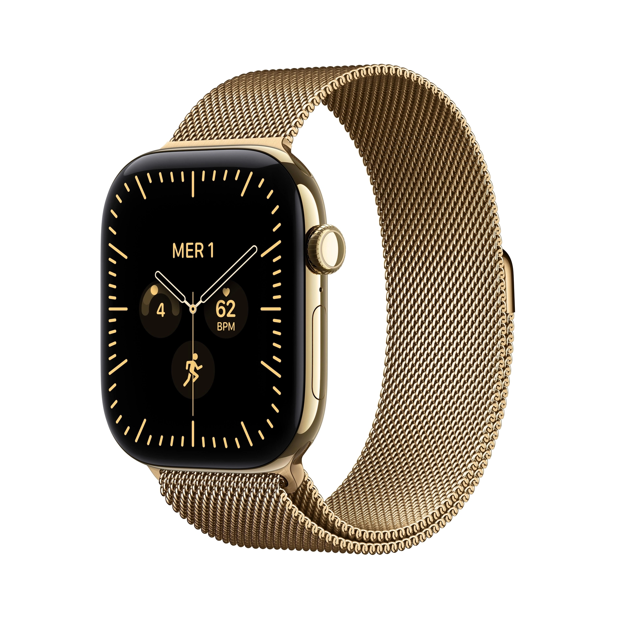 Apple Watch Series 12 (GPS + Cellular) - Caja de titanio en oro brillante (46 mm) - Pulsera Milanese Loop oro brillante - Talla M/L