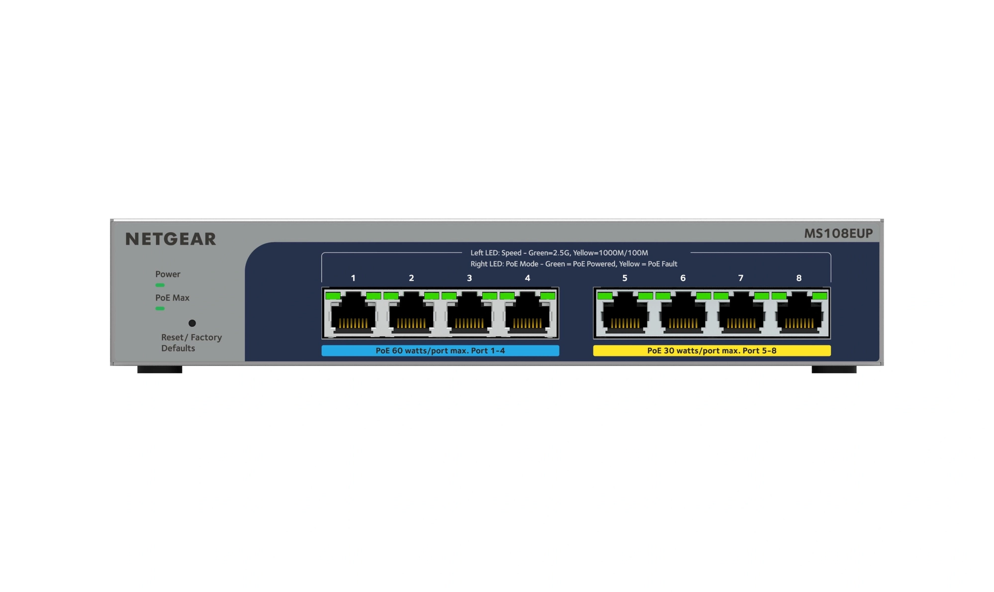 NETGEAR 8-port Ultra60 PoE++ Multi-Gigabit (2.5G) Ethernet Plus Switch Gestionado L2/L3 2.5G Ethernet (100/1000/2500) Energía sobre Ethernet (PoE