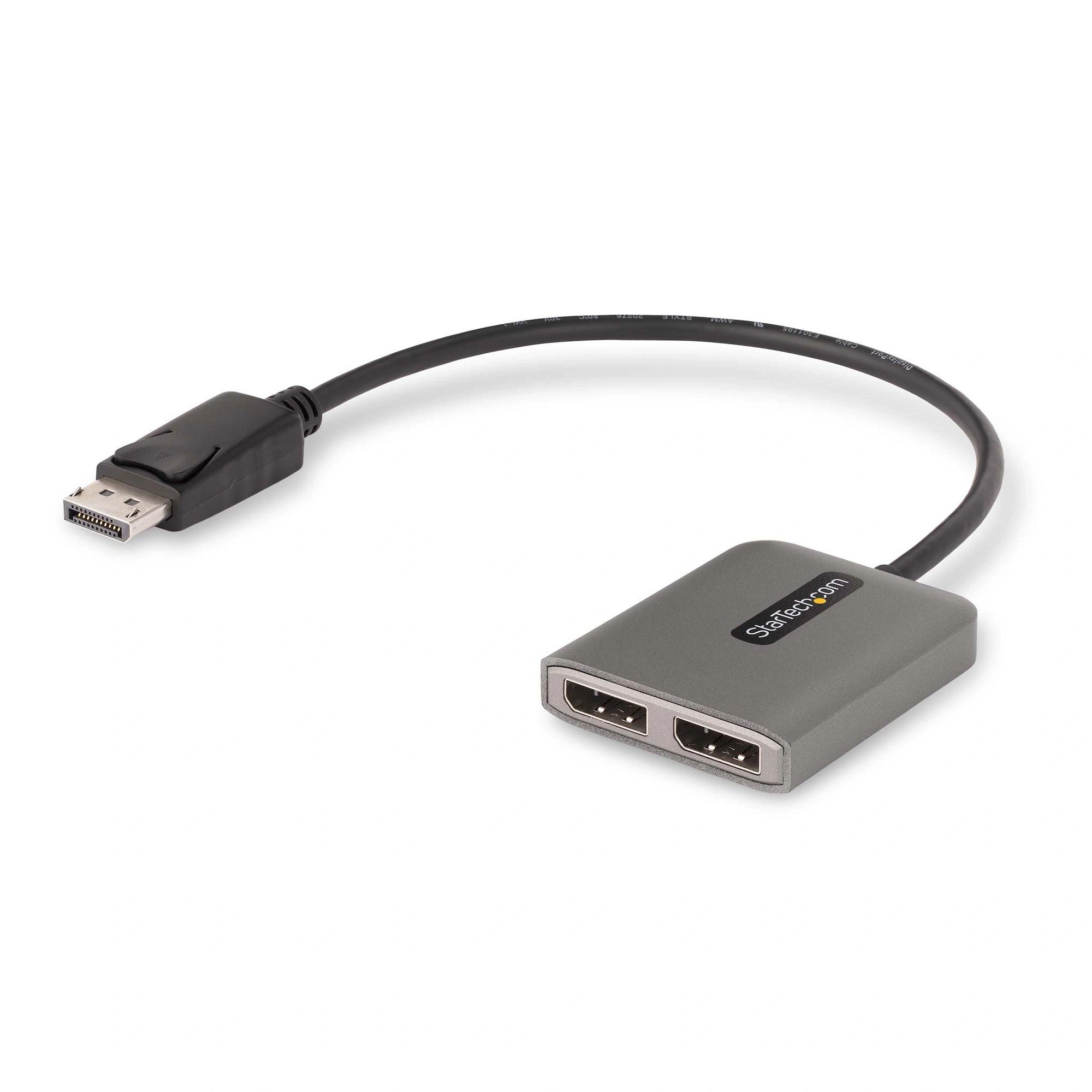 StarTech.com Hub MST de 2 Puertos DisplayPort 1.4 - Divisor Splitter DP para 2 Monitores - Adaptador DisplayPort a 2x DisplayPort de 5K 60Hz - Al
