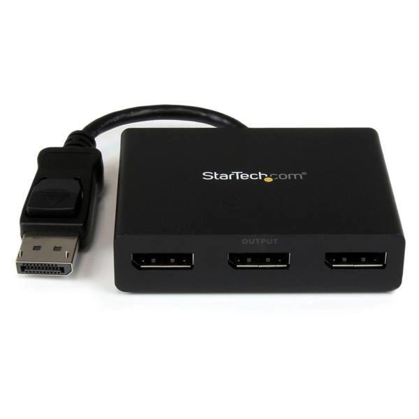 StarTech.com Hub MST de 3 Puertos DisplayPort 1.2 - Divisor Splitter DP de 3 Monitores - Adaptador DP a 2x DisplayPort 4K 30Hz 1x DisplayPort 108