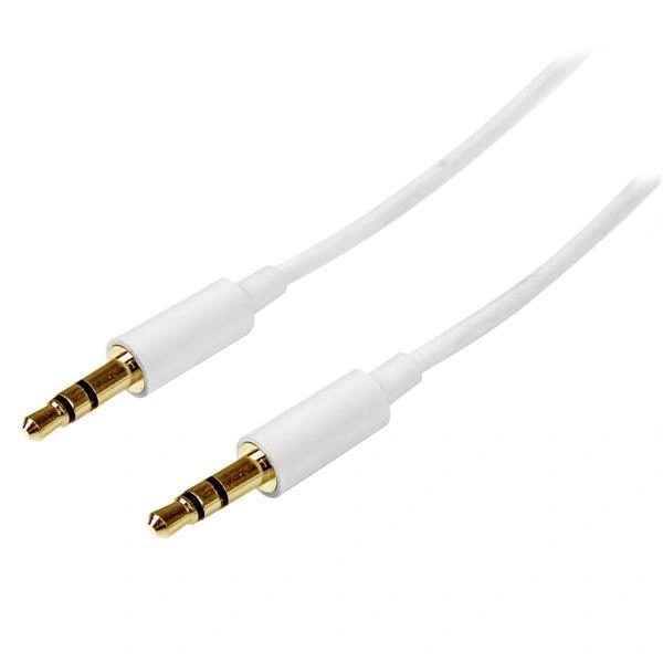 StarTech.com Cable 1m 1 metro Slim Delgado de Audio Estéreo Mini Jack Plug 3,5mm - Blanco - Macho a Macho