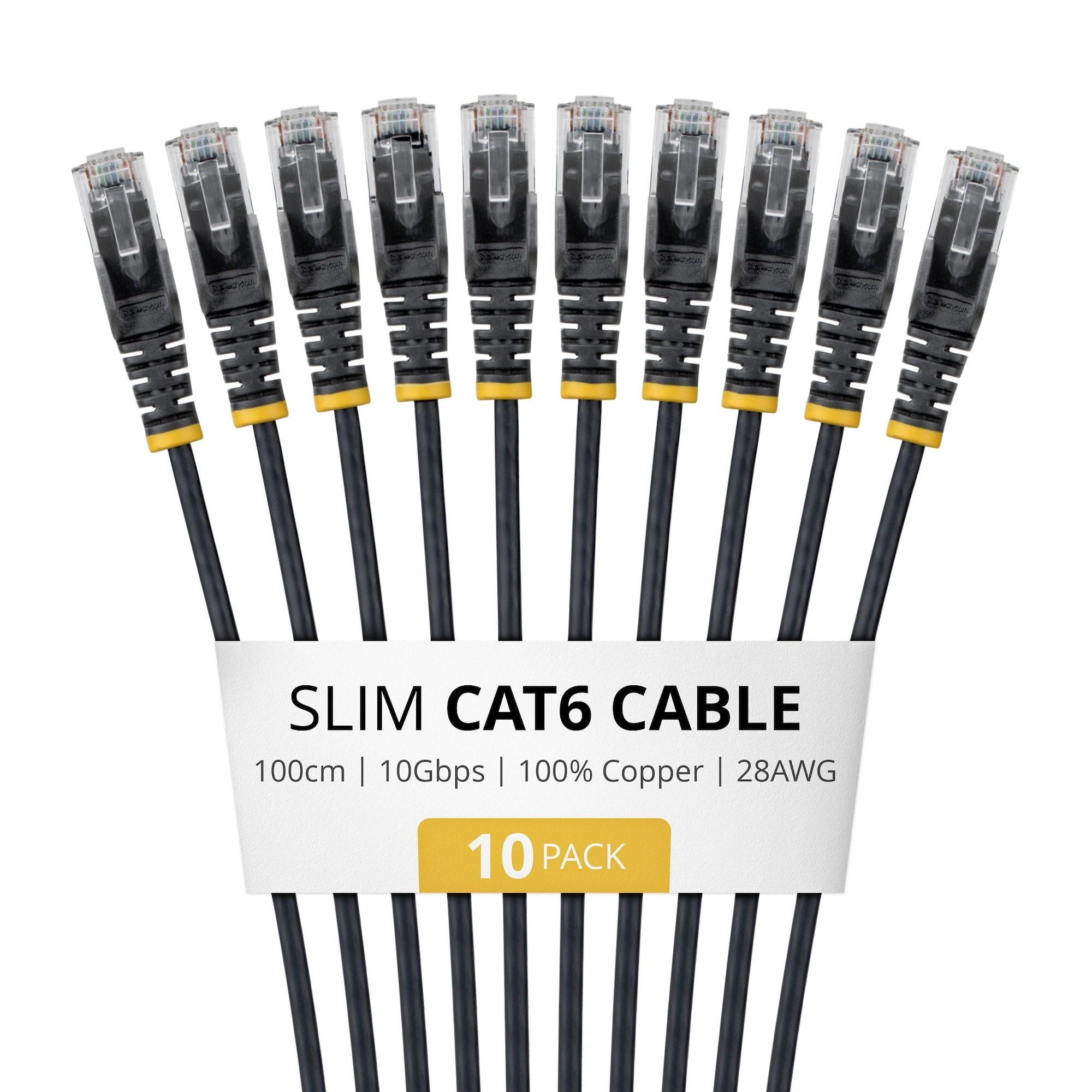 StarTech.com N6PAT100CMBKS10PK cable de red Negro 1 m Cat6 U/UTP (UTP)