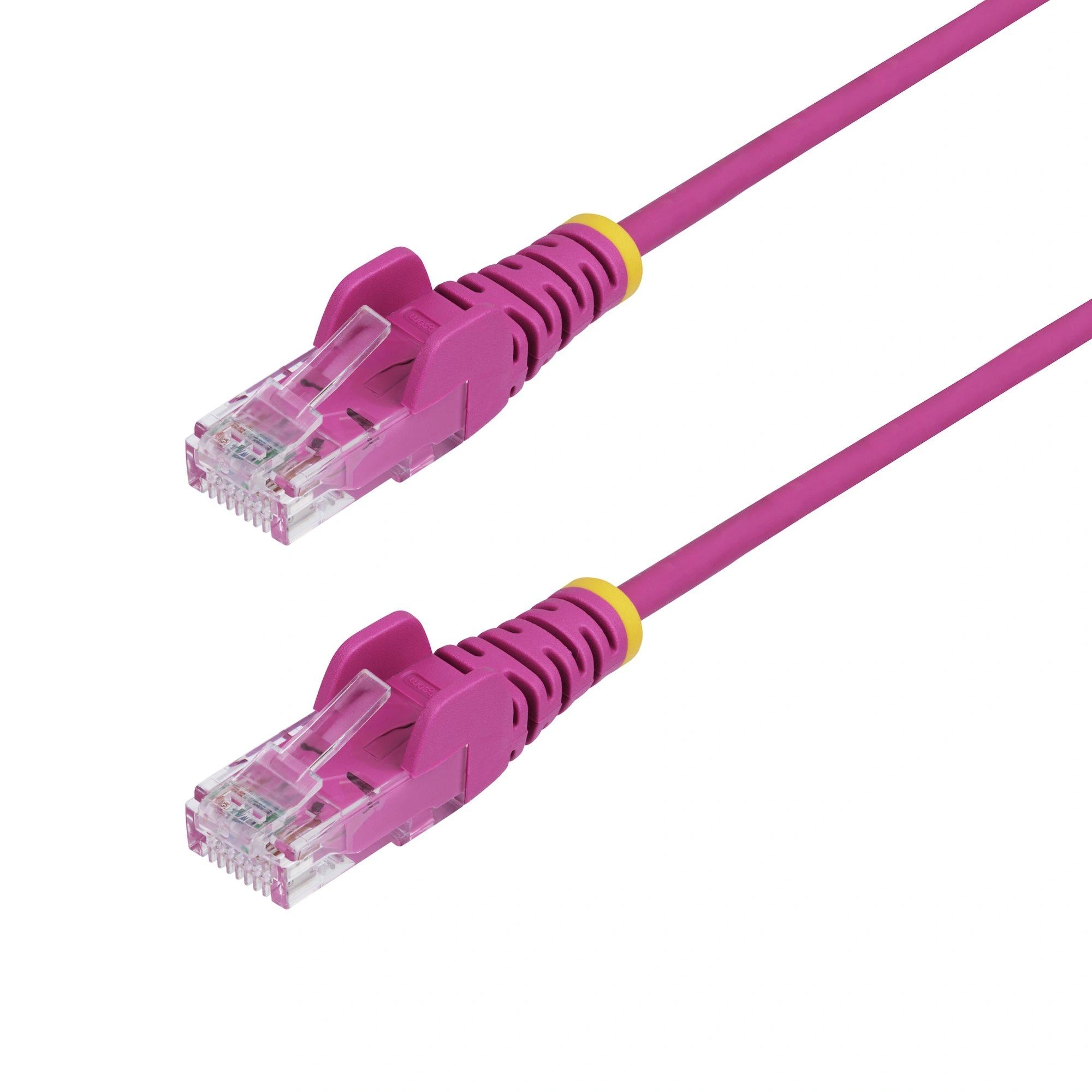 StarTech.com Cable de Red Ethernet CAT6 Delgado sin Enganches Rosa de 2,5m - Cable RJ45 Snagless Slim 28AWG - Alambre de Cobre Puro - PoE 100W -