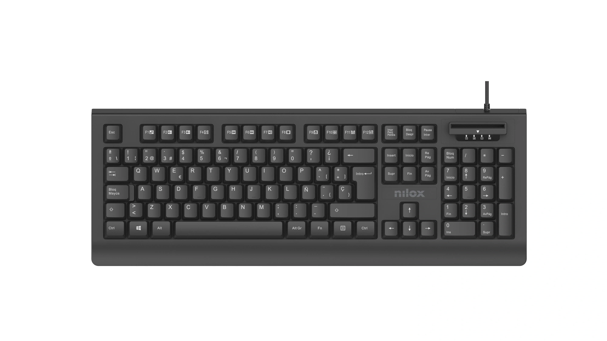 Nilox USB CON LECTOR DNIE SMART CARD teclado Oficina QWERTY Español Negro