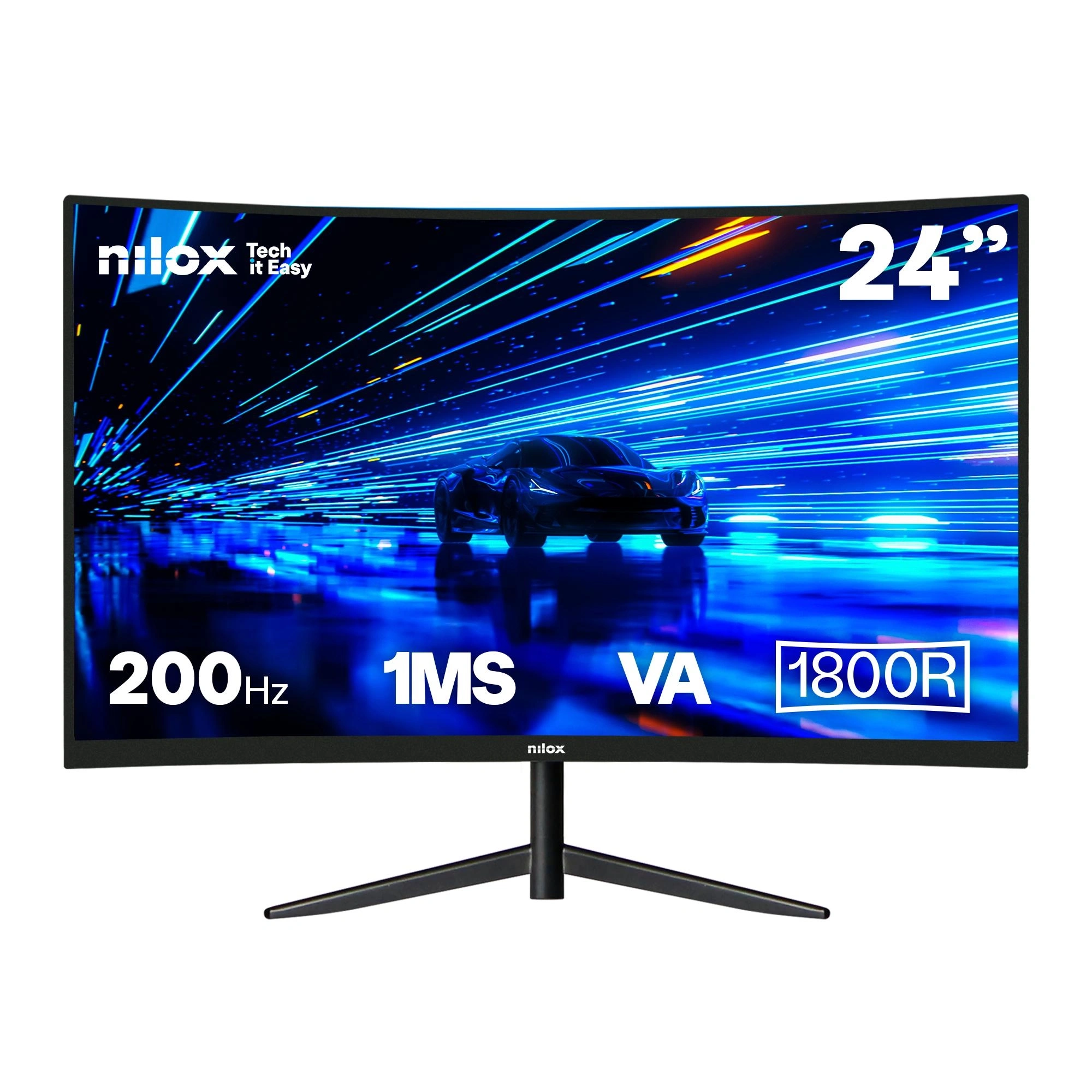 Monitor curvo Nilox NXM24CRV2001, 24 pulgadas, 200 Hz, panel VA, Full HD, respuesta 1ms, HDMI, DP, Vesa, negro – imagen 6