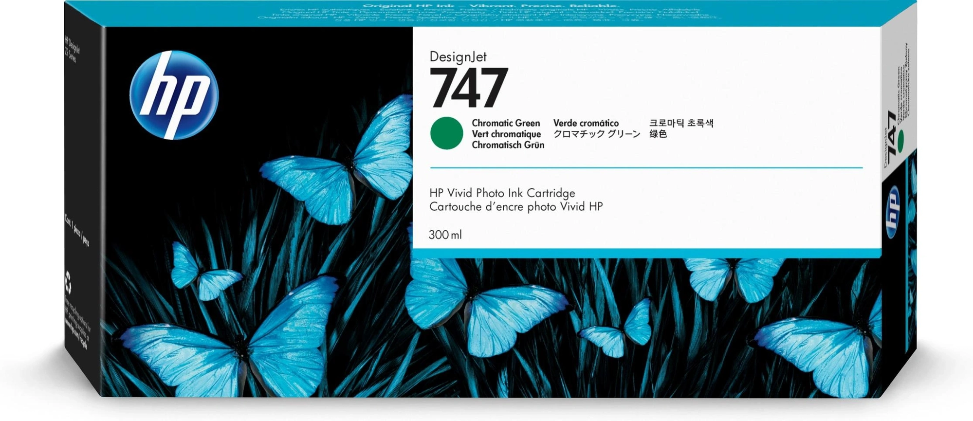 HP Cartucho de tinta verde cromática DesignJet 747 de 300 ml