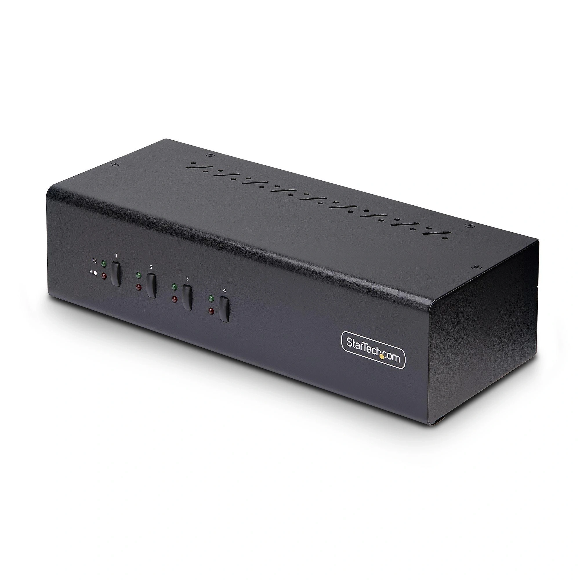 StarTech.com Switch Conmutador KVM de 4 Puertos y 2 Monitores DisplayPort - 4K 60Hz - Hub Ladrón 2 Puertos USB 5Gbps - 2x USB 2.0 HID - Teclas de
