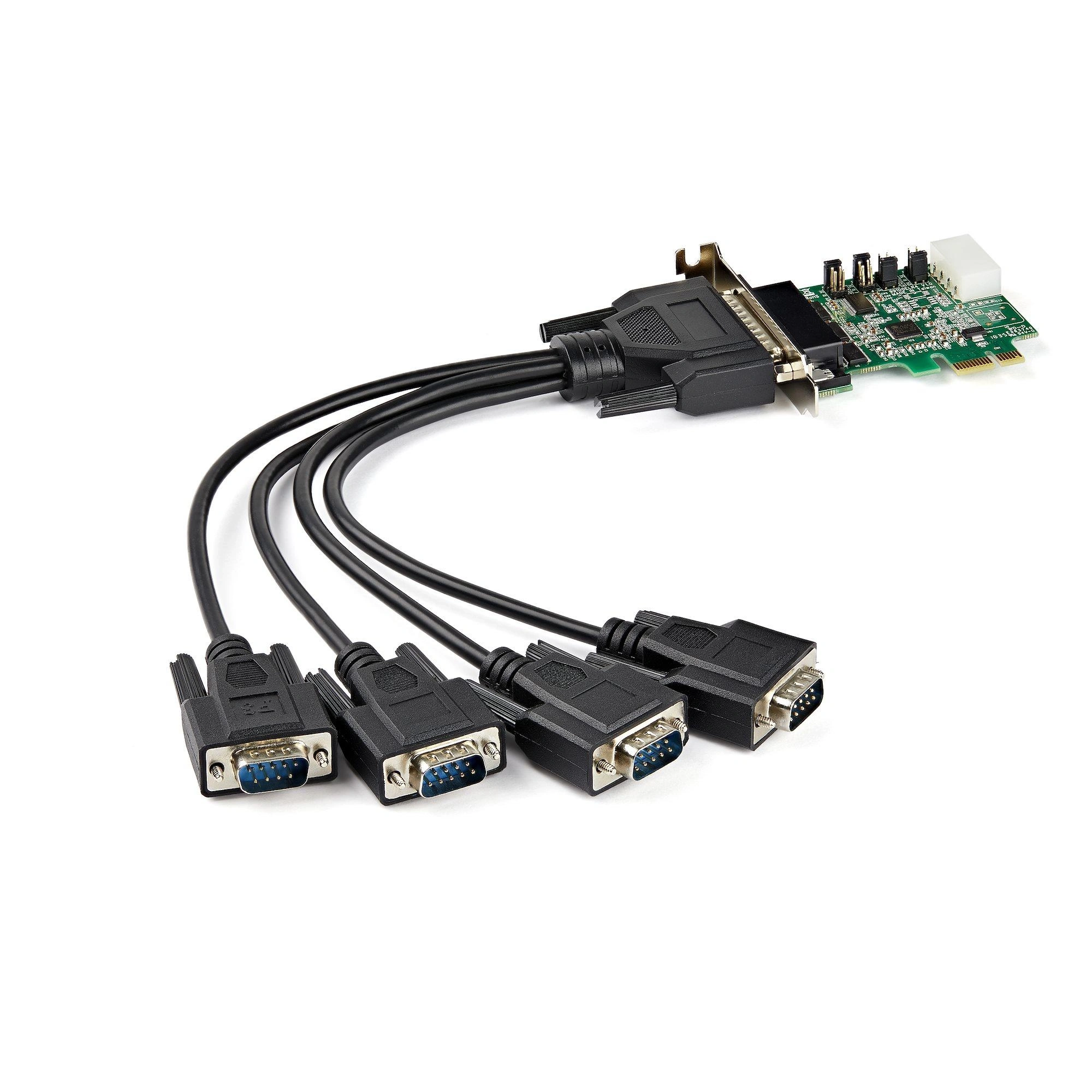 StarTech.com Tarjeta Adaptadora Serie PCI Express RS232 de 4 Puertos - Tarjeta Controladora Serie PCIe RS232 - PCIe a Serie DB9 - UART 16950 - Ta