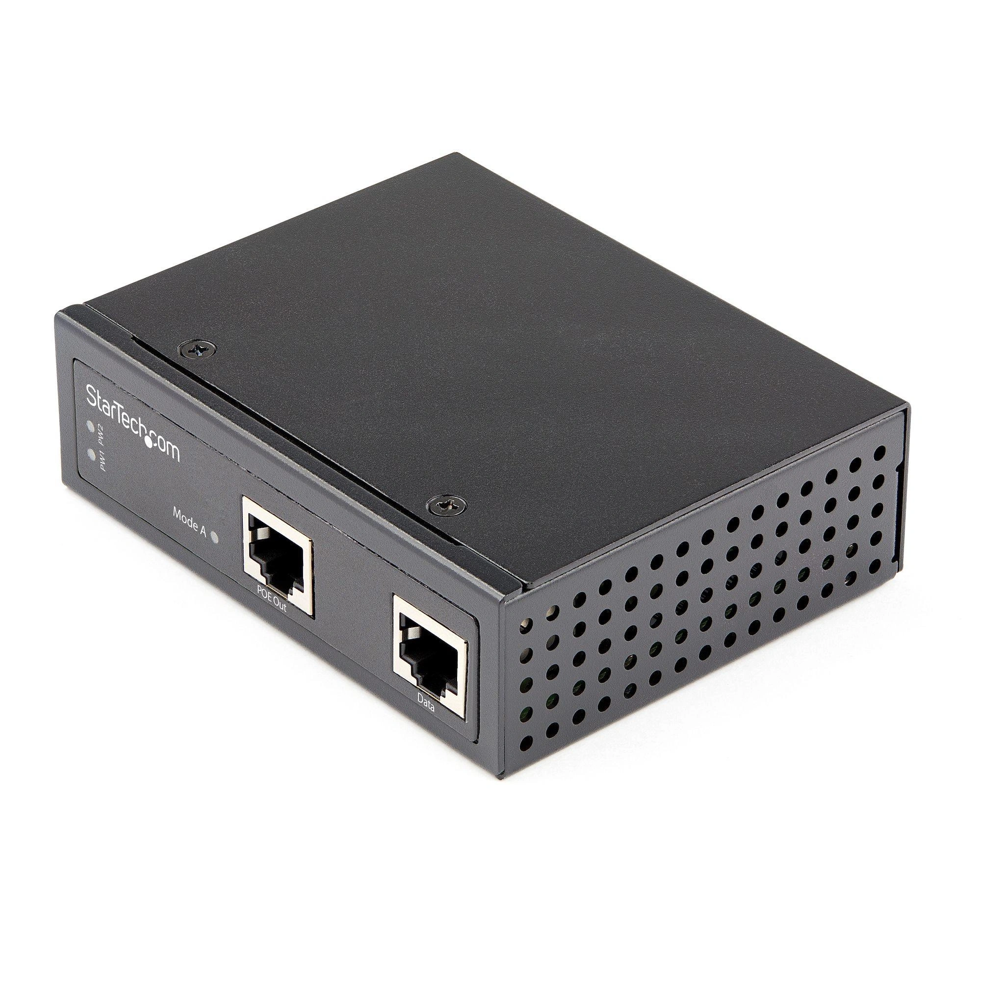 StarTech.com Inyector Industrial PoE Gigabit - 30W - 802.3at PoE+ de 48 a 56V DC - de Montaje en Riel DIN - de -40 a 75C (POEINJ1G30W)