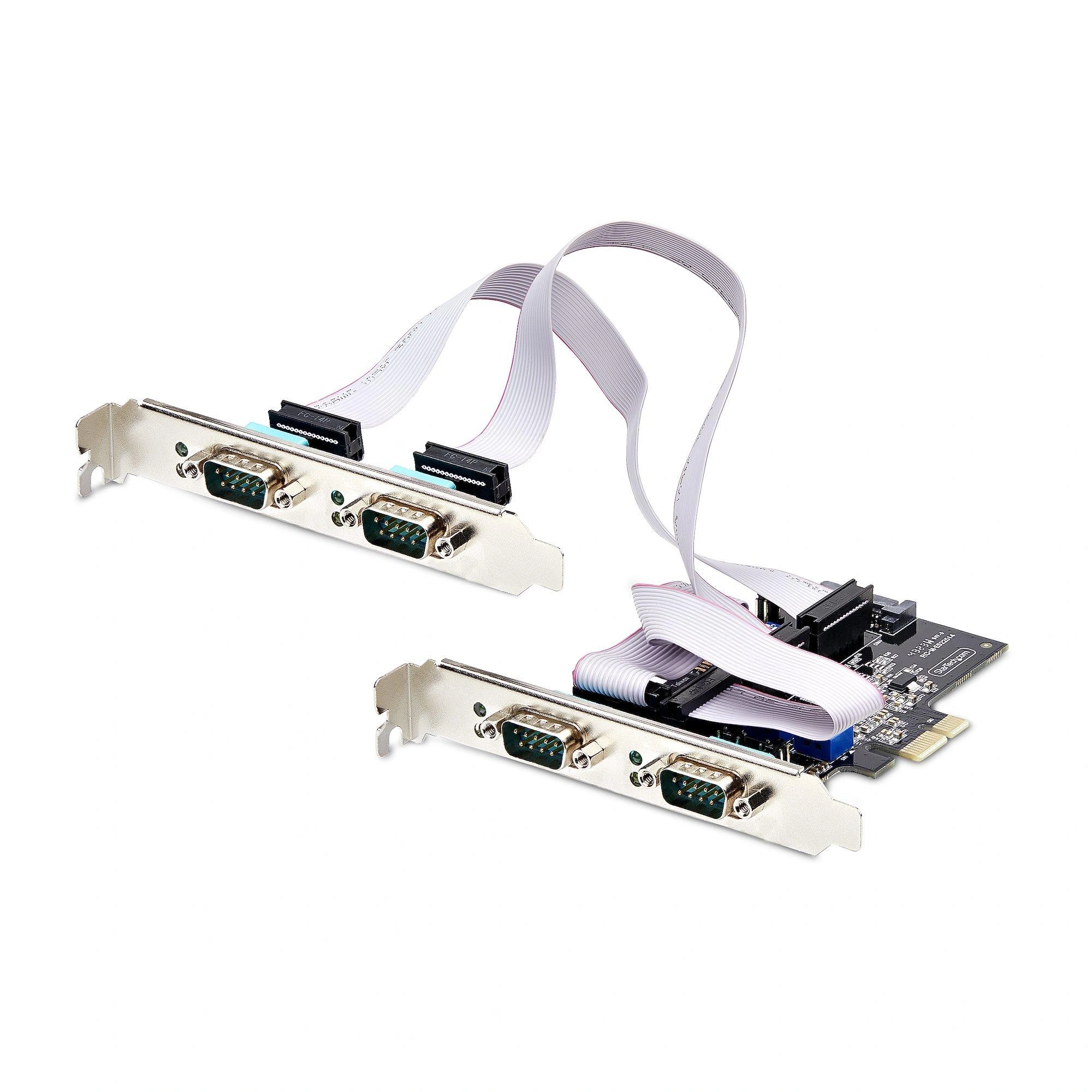 StarTech.com Tarjeta Serie PCI Express de 4 Puertos DB9 - Serial RS232/RS422/RS485 - TAA - UART 16C1050 - ESD de Nivel 4 - con Brackets de Perfil