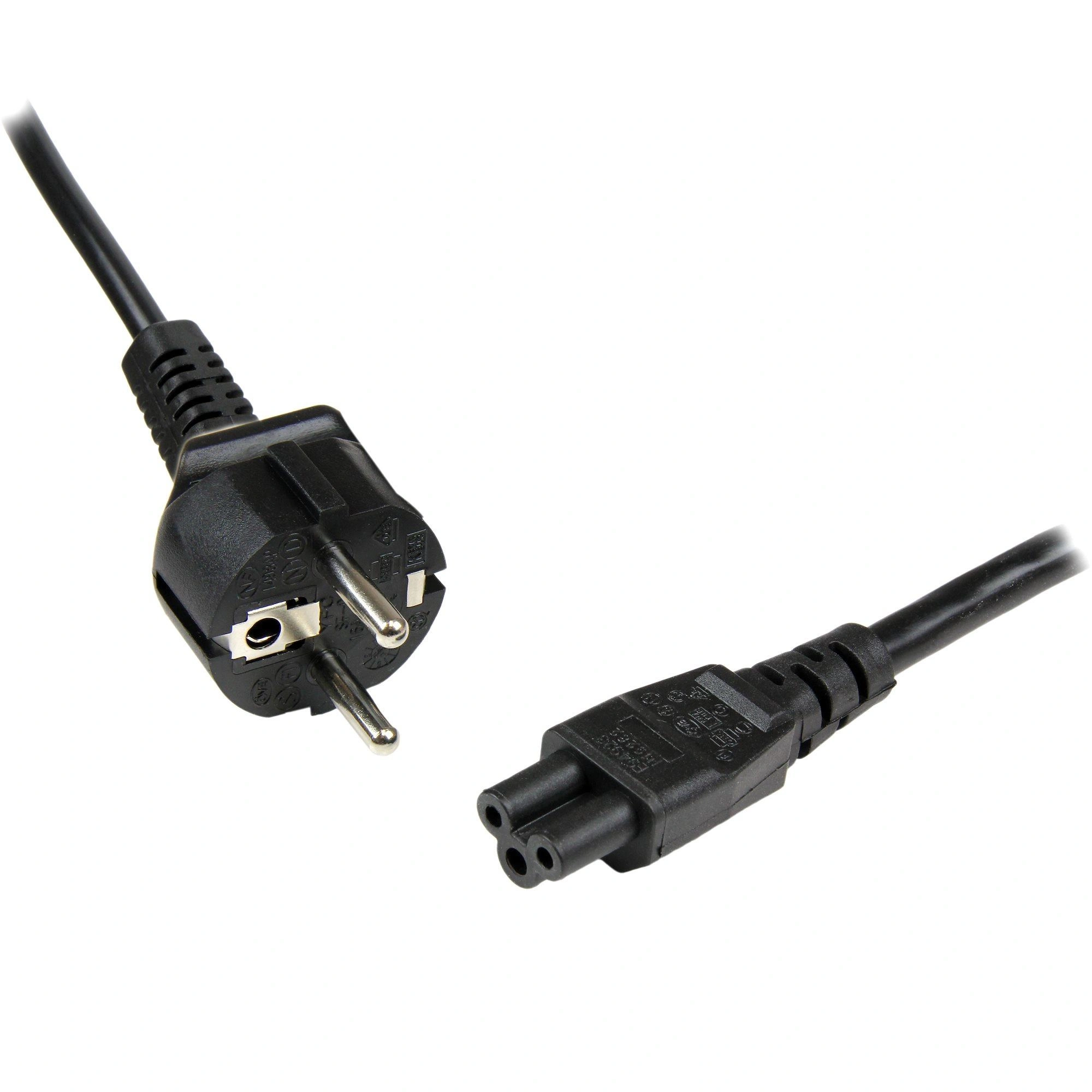 StarTech.com Cable de 1m de Alimentación para Portátiles, Enchufe UE a C5, 2,5A 250V, 18AWG, Cable de Repuesto para Cargador, Cable Hoja de Trébo