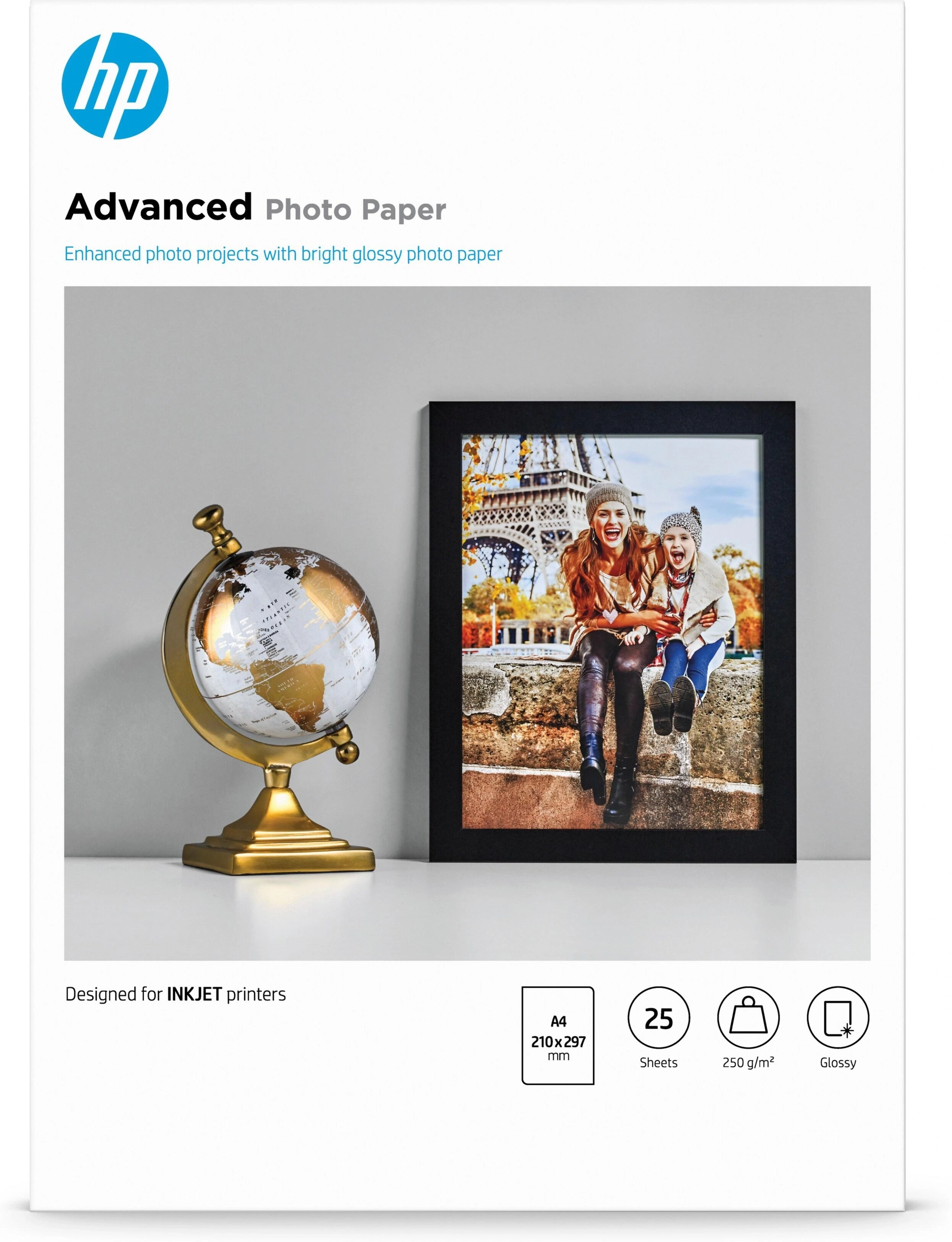 HP Papel fotográfico Advances, brillante, 250 g/m2, A4 (210 x 297 mm), 25 hojas