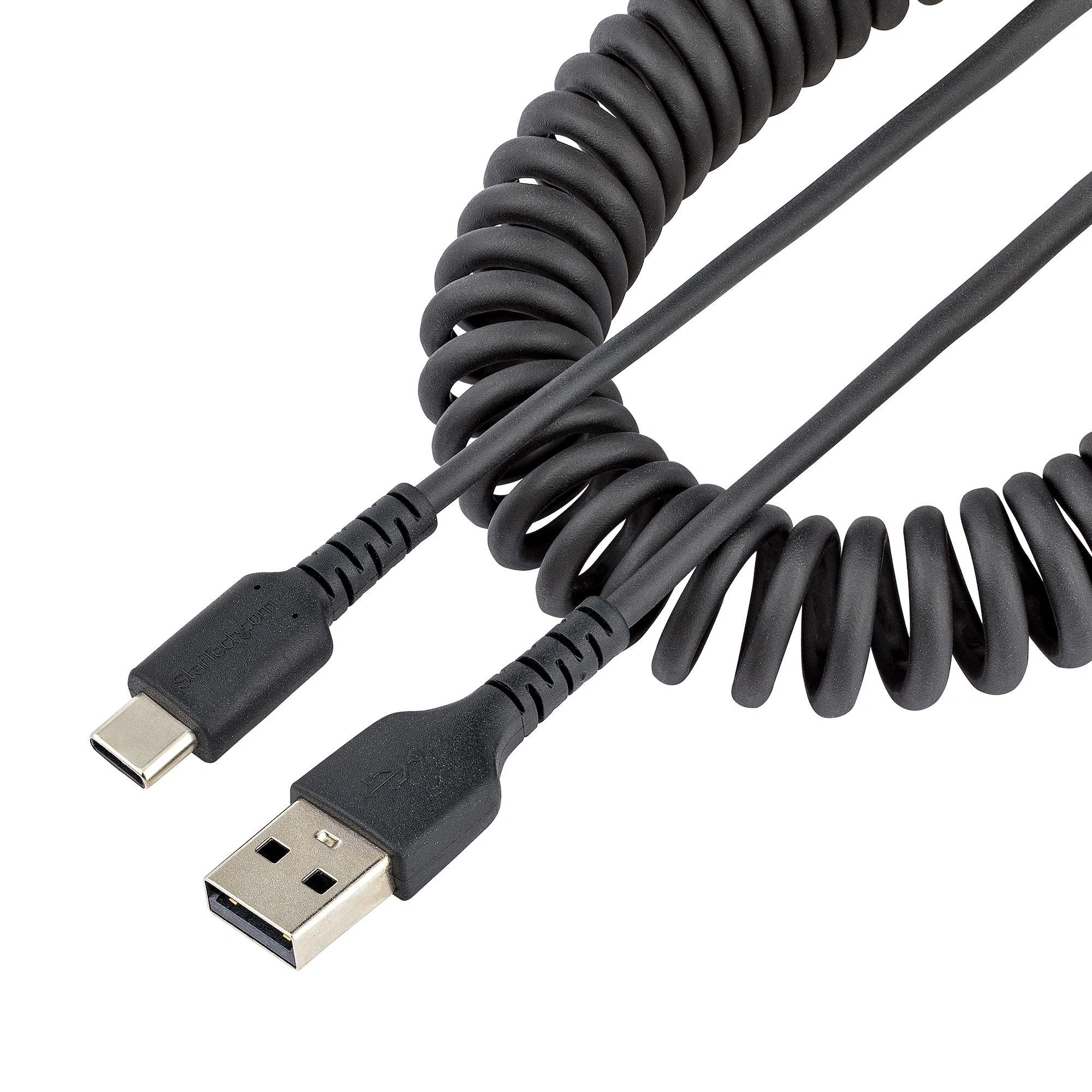 StarTech.com Cable de 50cm de Carga USB A a USB C, Cable USB Tipo C Rizado de Carga Rápida y Servicio Pesado, Cable USB 2.0 A a USBC, de Fibra de