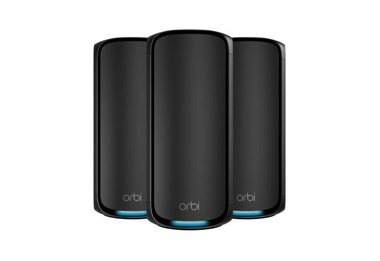NETGEAR Orbi 970 Series Quad-Band WiFi 7, 3-Pack Quad-band (2.4 GHz / 5 GHz-1 / 5 GHz-2 / 6 GHz) Wi-Fi 6 (802.11ax) Negro Interno