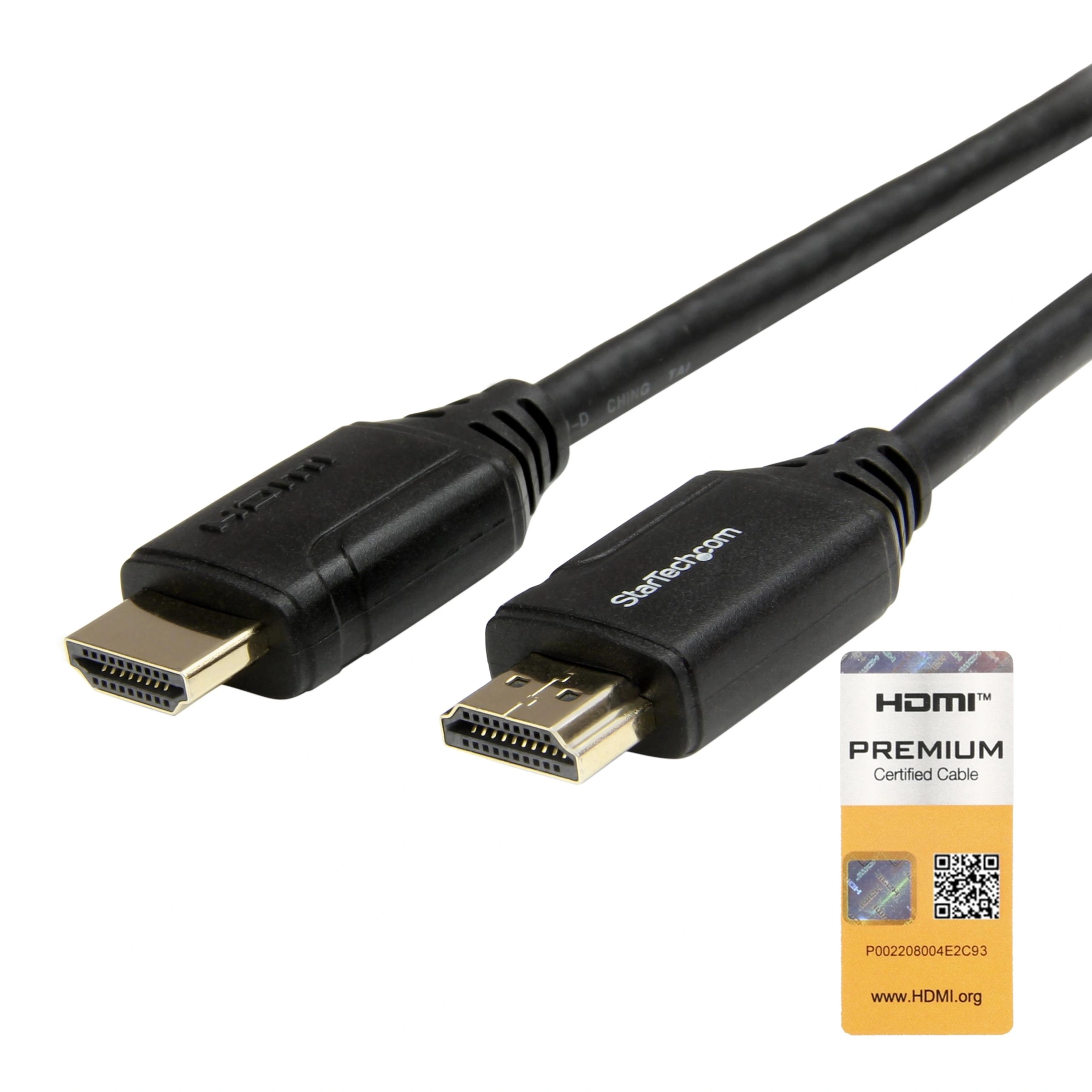 StarTech.com Cable de 2m HDMI 2.0 Certificado Premium de alta velocidad con Ethernet - Durable - UHD 4K 60Hz - con Fibra de Aramida - HDMI 2.0 -
