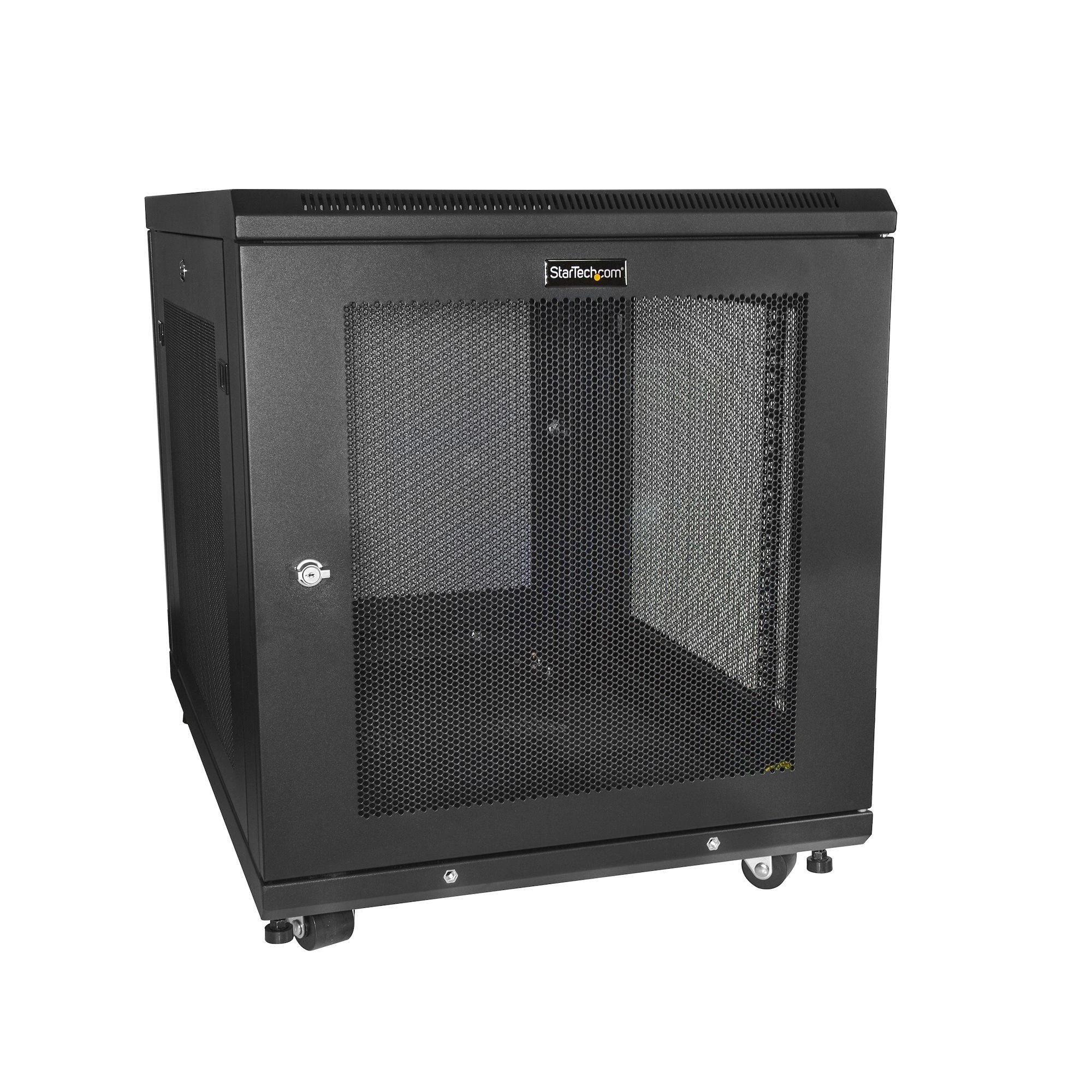 StarTech.com Armario Rack para Servidores 12U 19" 4 Columnas - Rack de Servidores con Cerradura y Seguro - Rack con Ruedas y Carriles de Montaje