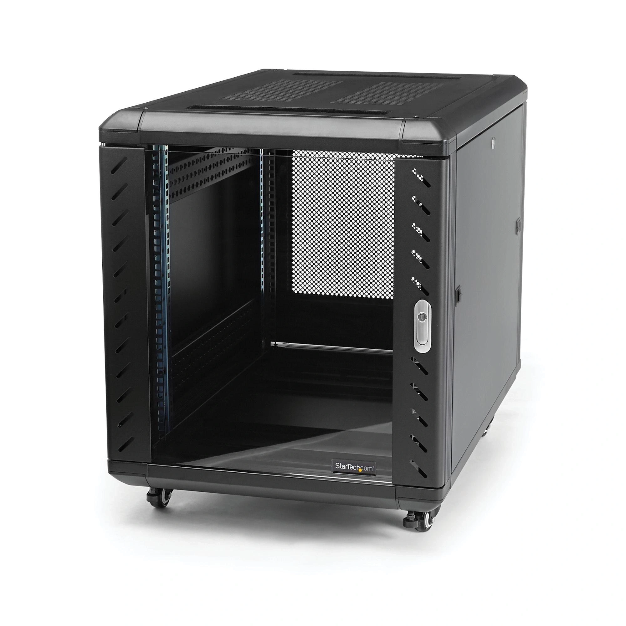 StarTech.com Armario Rack para Servidores 12U 19" 4 Columnas - Rack de Servidores con Cerradura y Seguro - Rack con Ruedas y Carriles de Montaje Ajustables para Equipo de Red