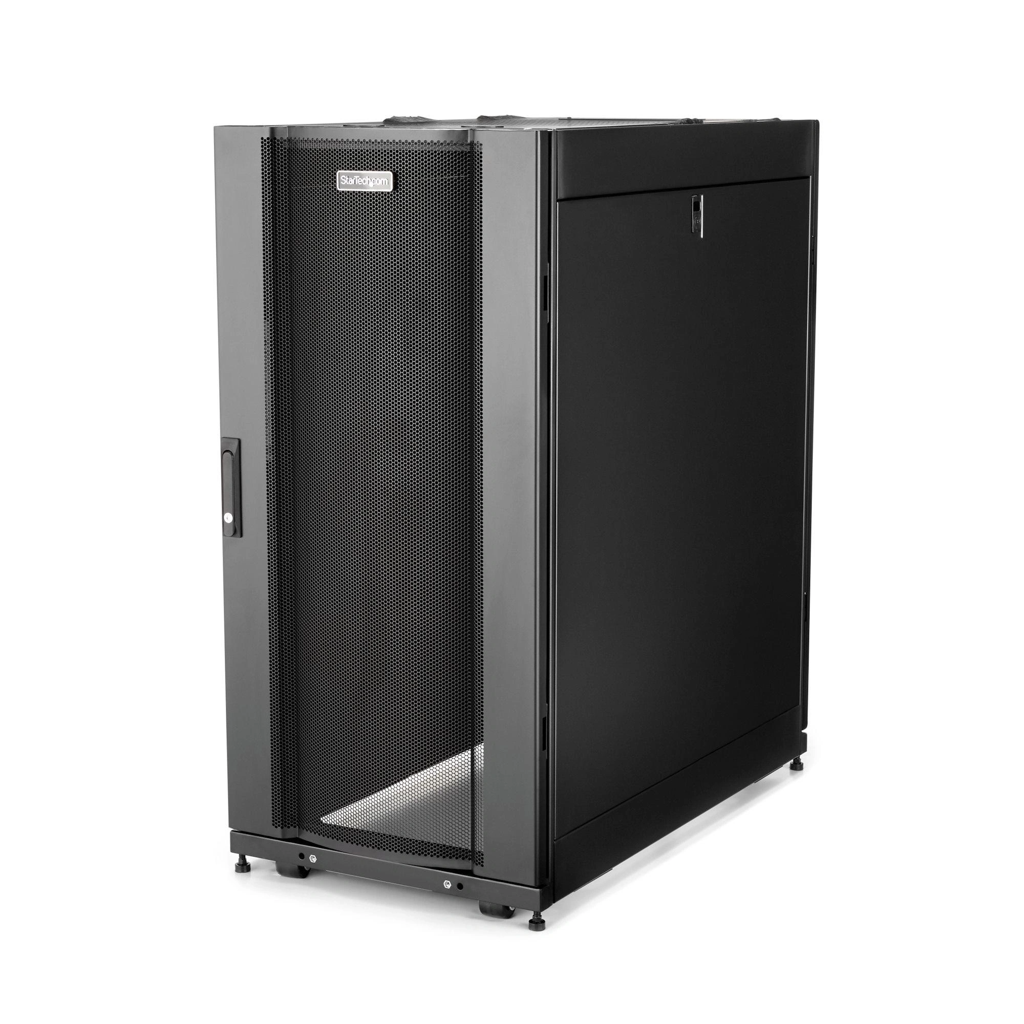 StarTech.com Armario Rack para Servidores 25U 19" 4 Columnas - Rack de Servidores con Cerradura y Seguro - Rack con Ruedas y Carriles de Montaje