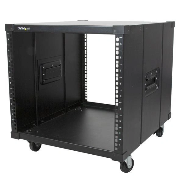 StarTech.com Rack de Servidores 9U y 4 Columnas de Marco Abierto - Rack con Ruedas - Rack de 19 Pulgadas para Espacios Reducidos - Rack Compacto para Equipo de Red / AV o Informática - TAA