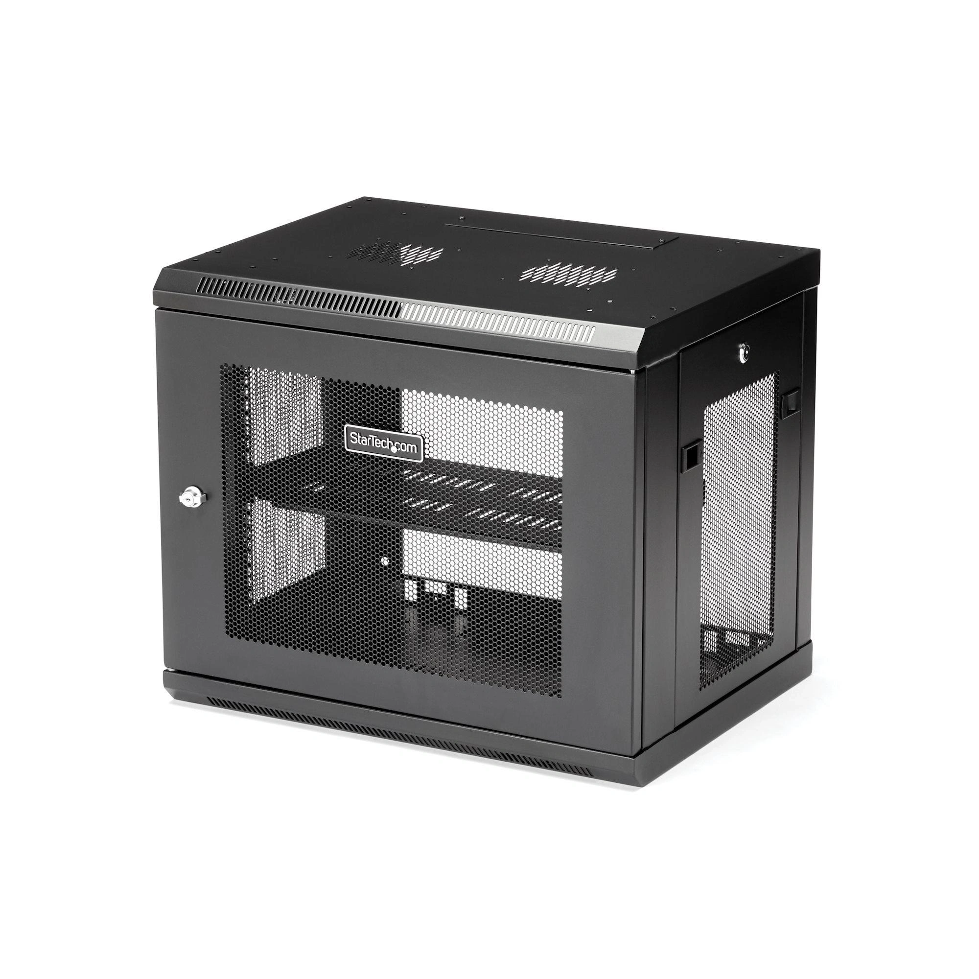 StarTech.com Armario Rack de Pared para Servidores 9U 19"2 Columnas y Estante 1U - Rack de Servidores de Montaje en Pared - Rack Ventilado para E