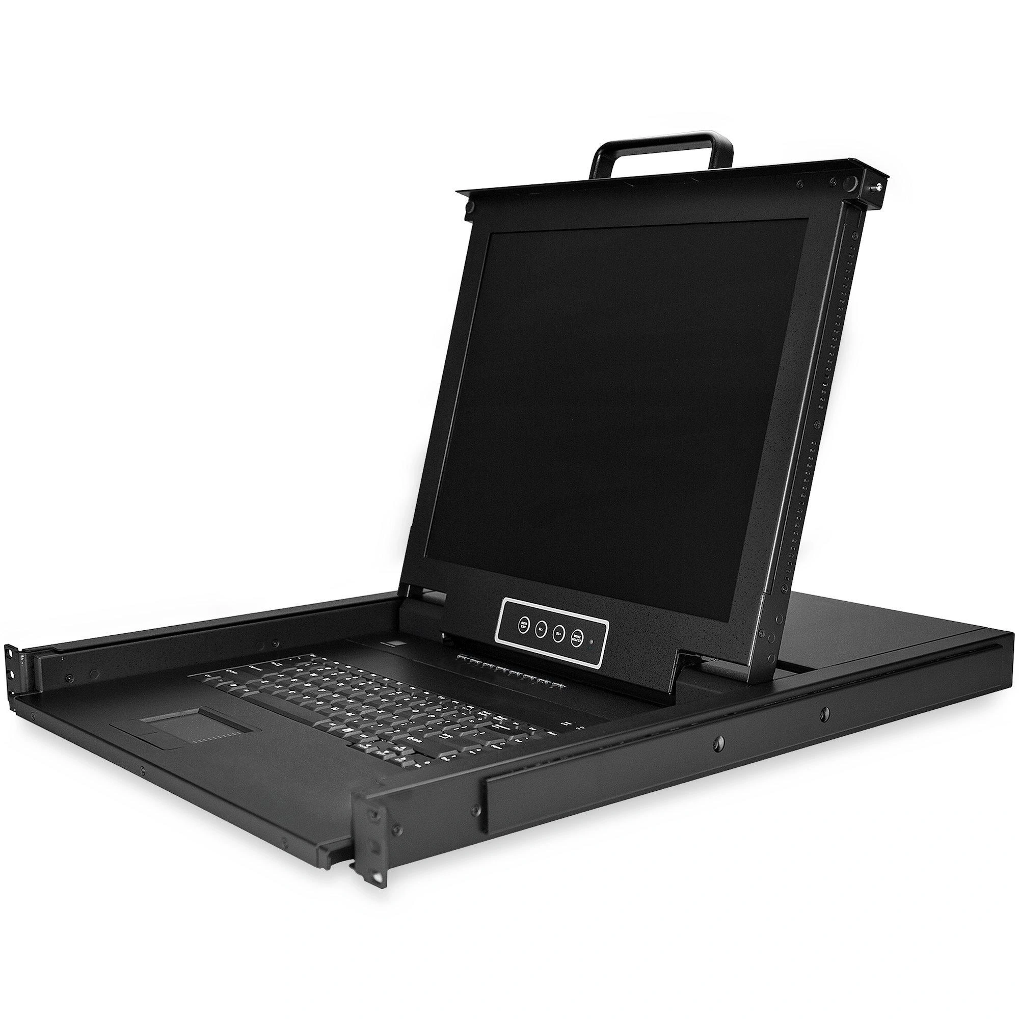 StarTech.com Consola KVM de 8 Puertos para Montaje en Rack con Cables de 1,8m - Teclado QWERTY - Conmutador KVM integrado con Monitor LCD de 17"