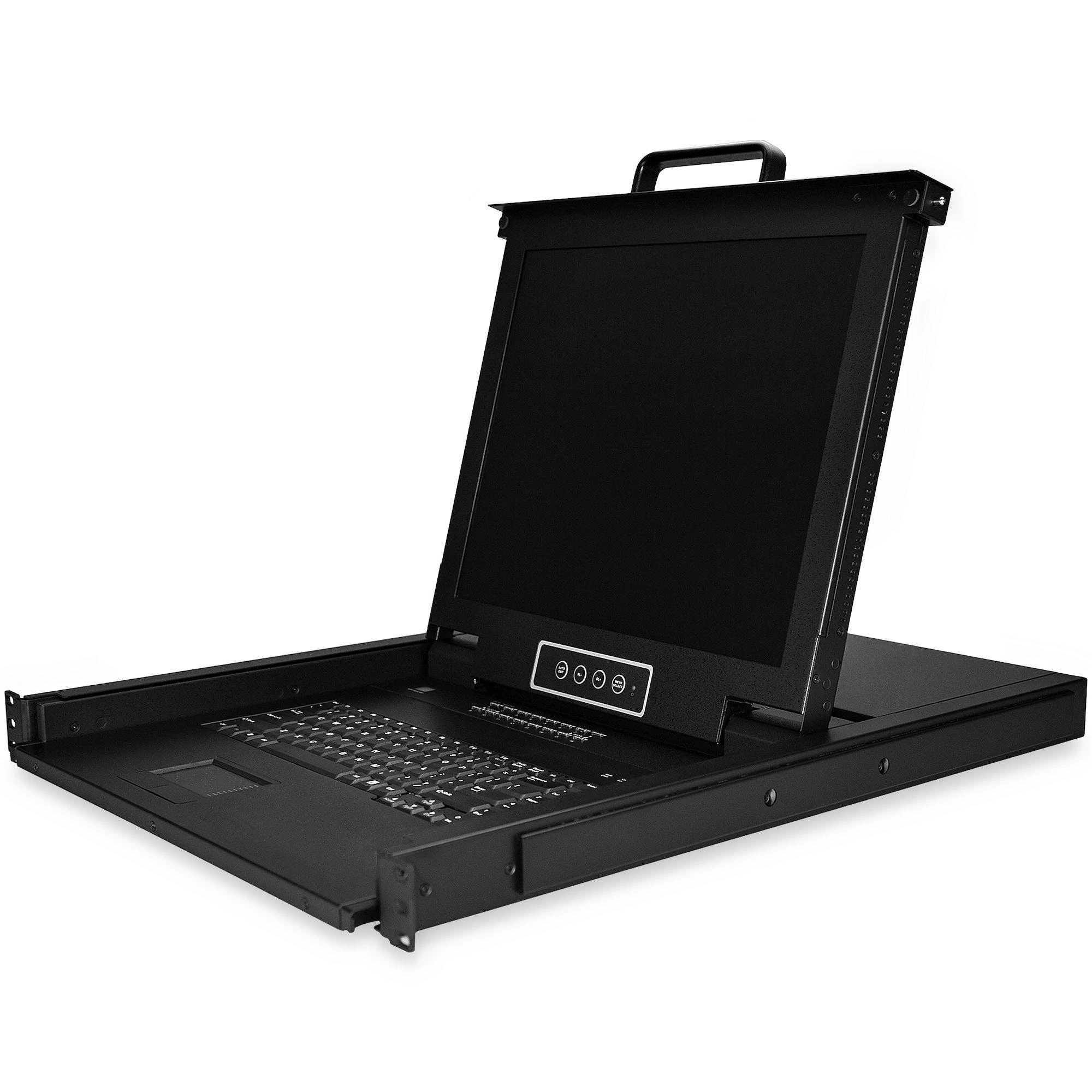 StarTech.com Consola KVM de 16 Puertos para Montaje en Rack con Cables de 1,8m - Teclado QWERTY - Conmutador KVM integrado con monitor LCD de 17"