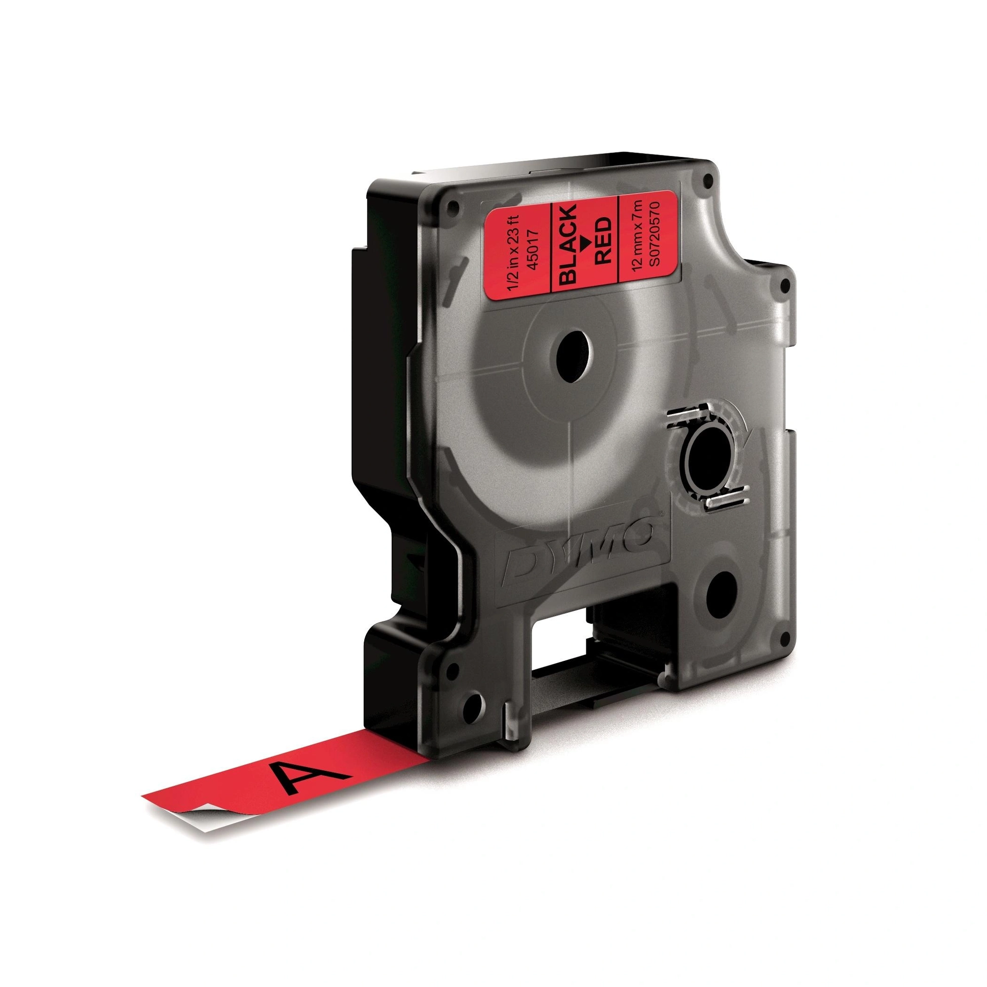 DYMO D1 - Etiquetas estándar - Negro sobre rojo - 12mm x 7m