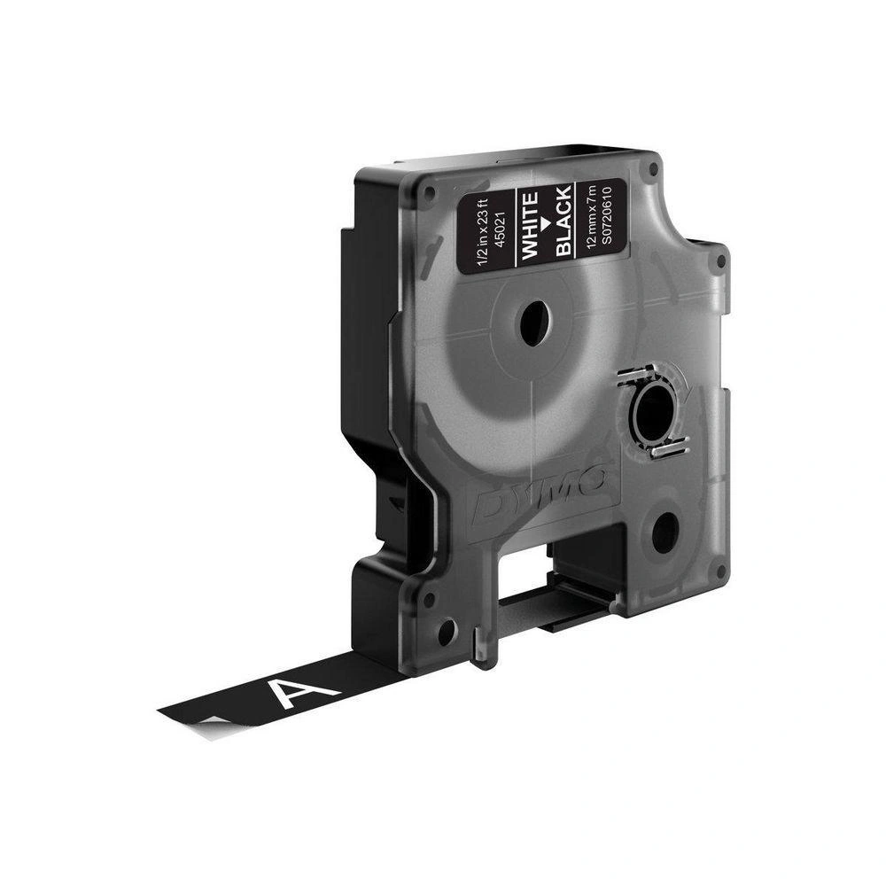 DYMO D1 - Etiquetas estándar - Blanco sobre negro - 12mm x 7m